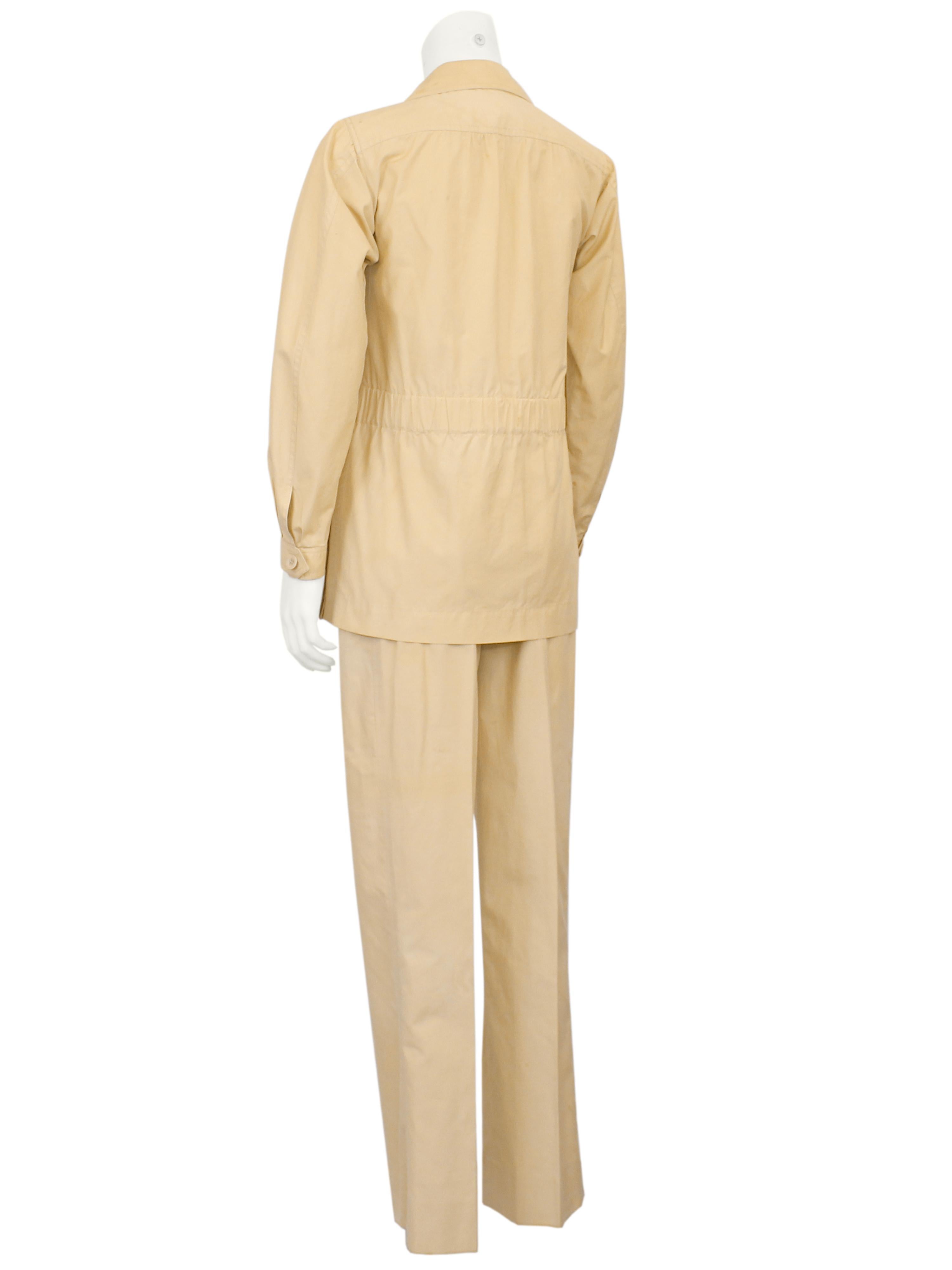 1970s Yves Saint Laurent/YSL Beige Cotton Safari Suit In Good Condition In Toronto, Ontario