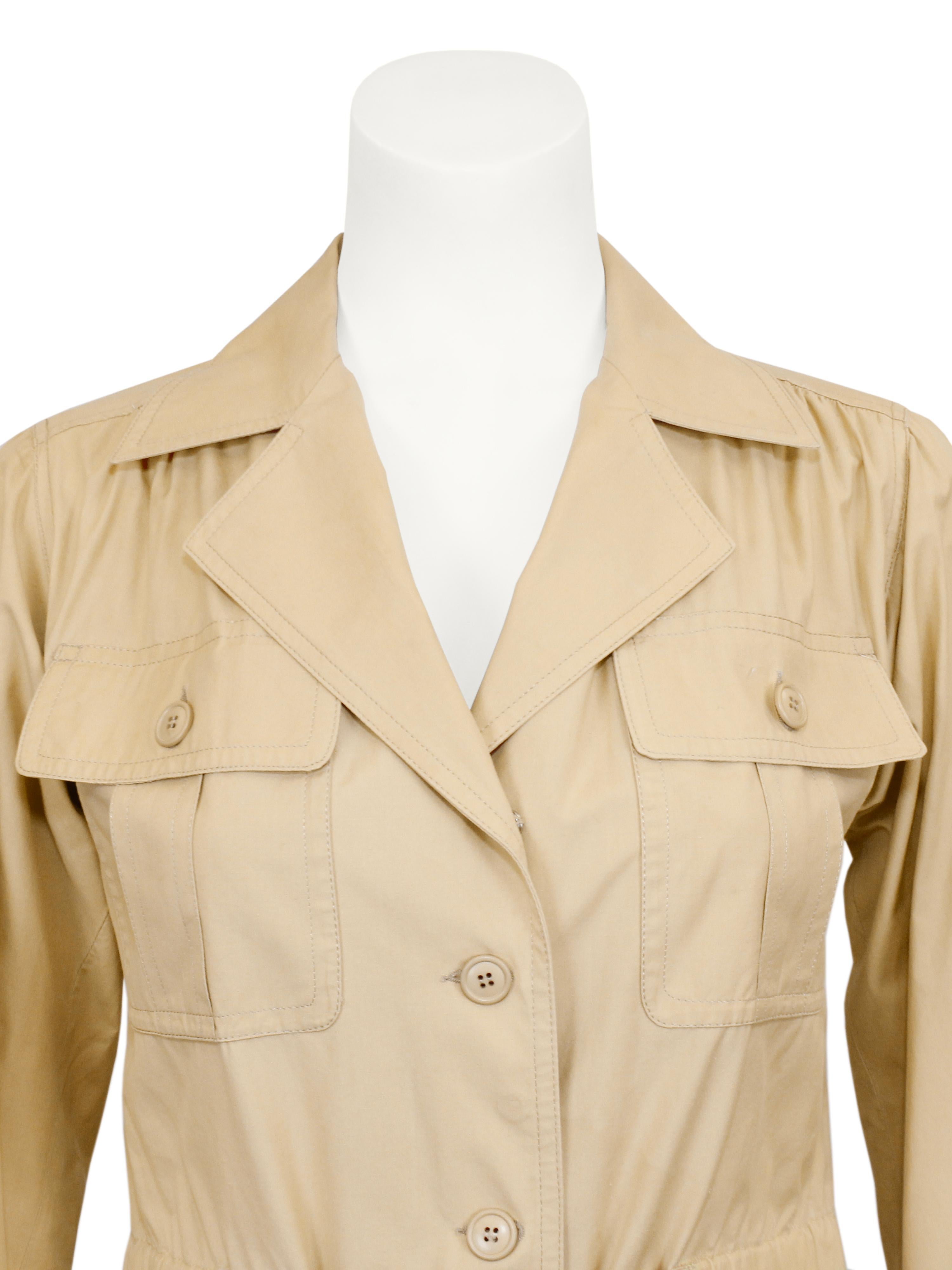 Women's or Men's 1970s Yves Saint Laurent/YSL Beige Cotton Safari Suit