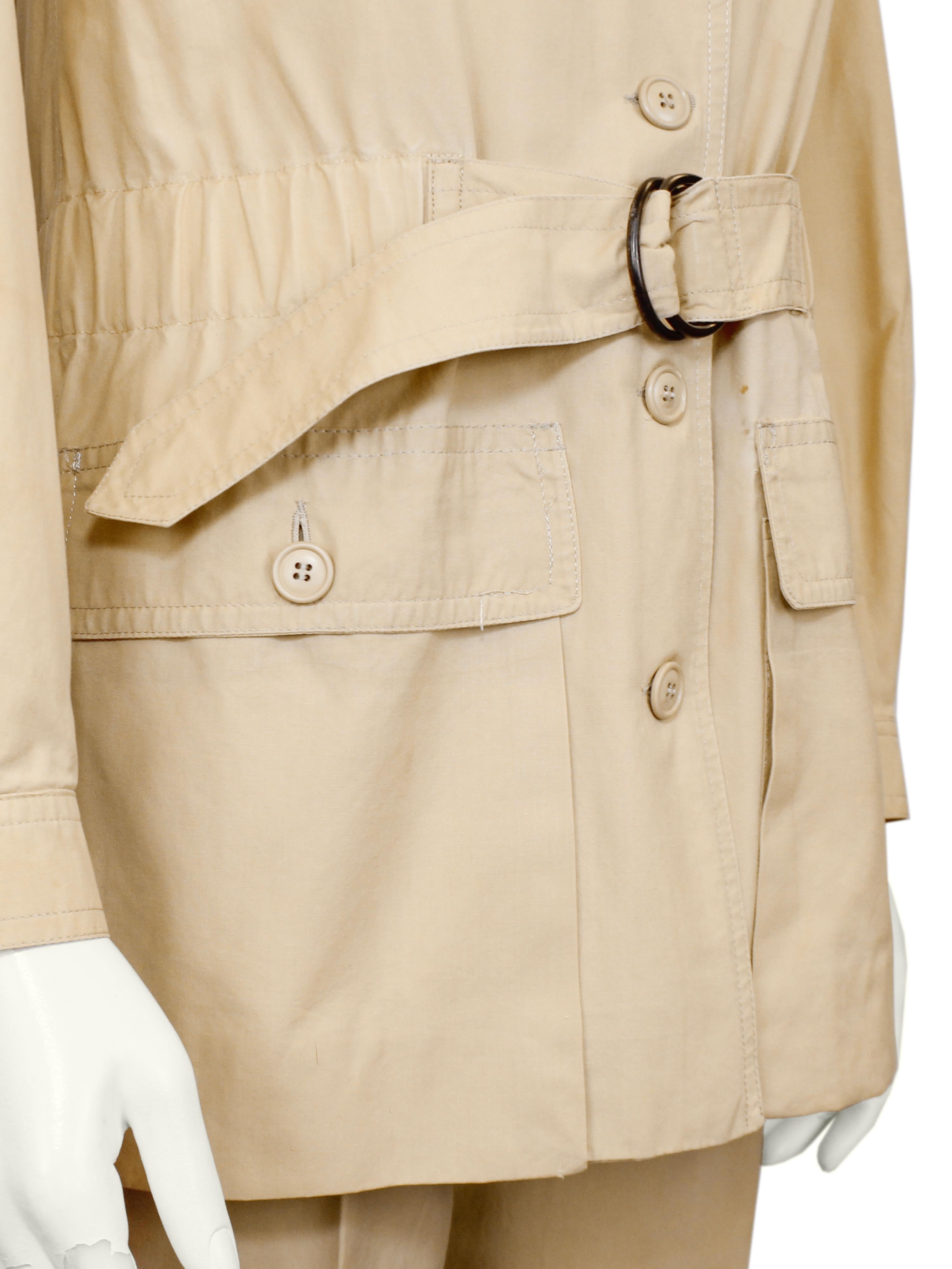 1970s Yves Saint Laurent/YSL Beige Cotton Safari Suit 2