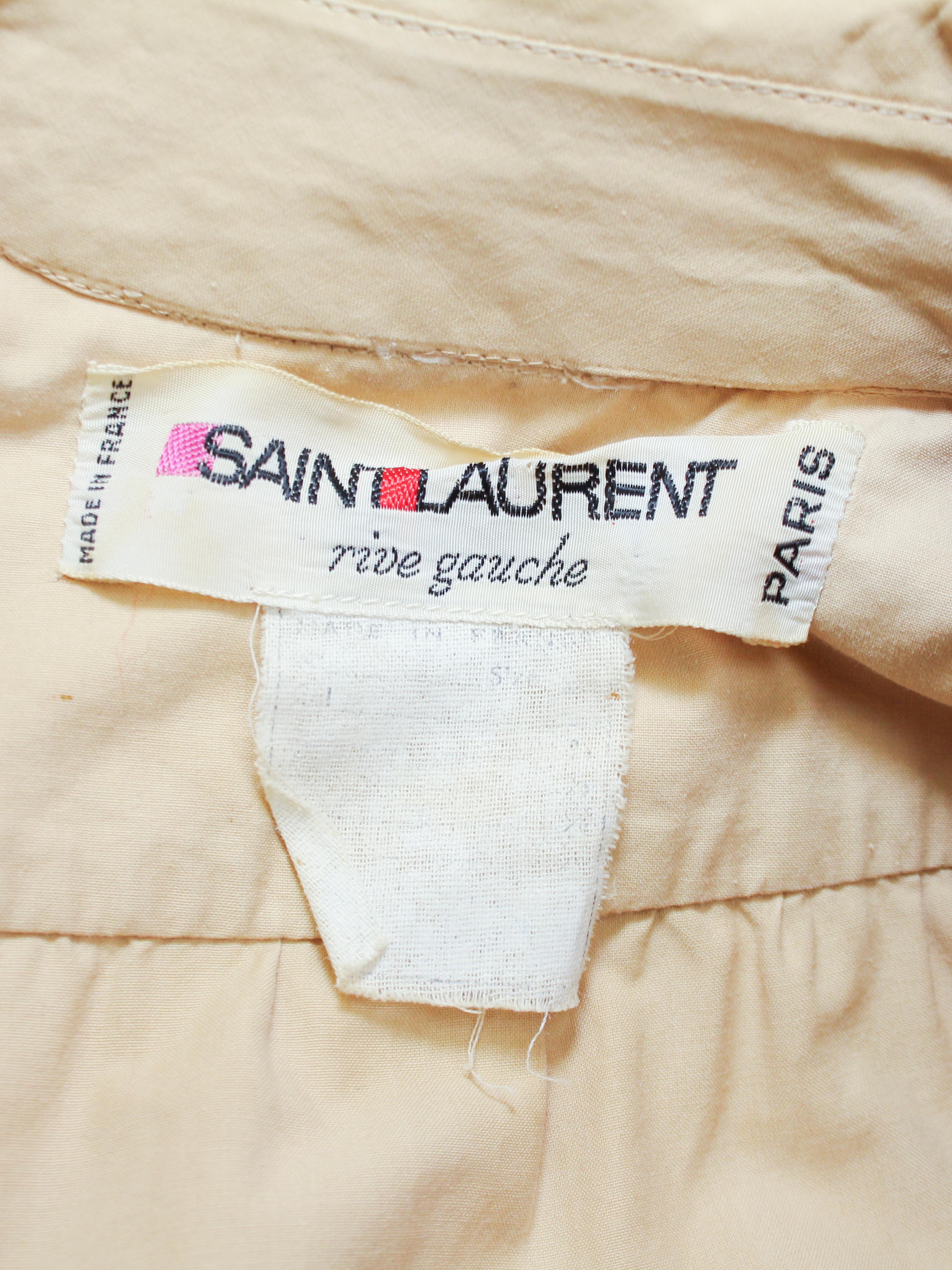 1970s Yves Saint Laurent/YSL Beige Cotton Safari Suit 4