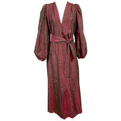 1970's Yves Saint Laurent Aubergine and Black Evening Dress or Caftan