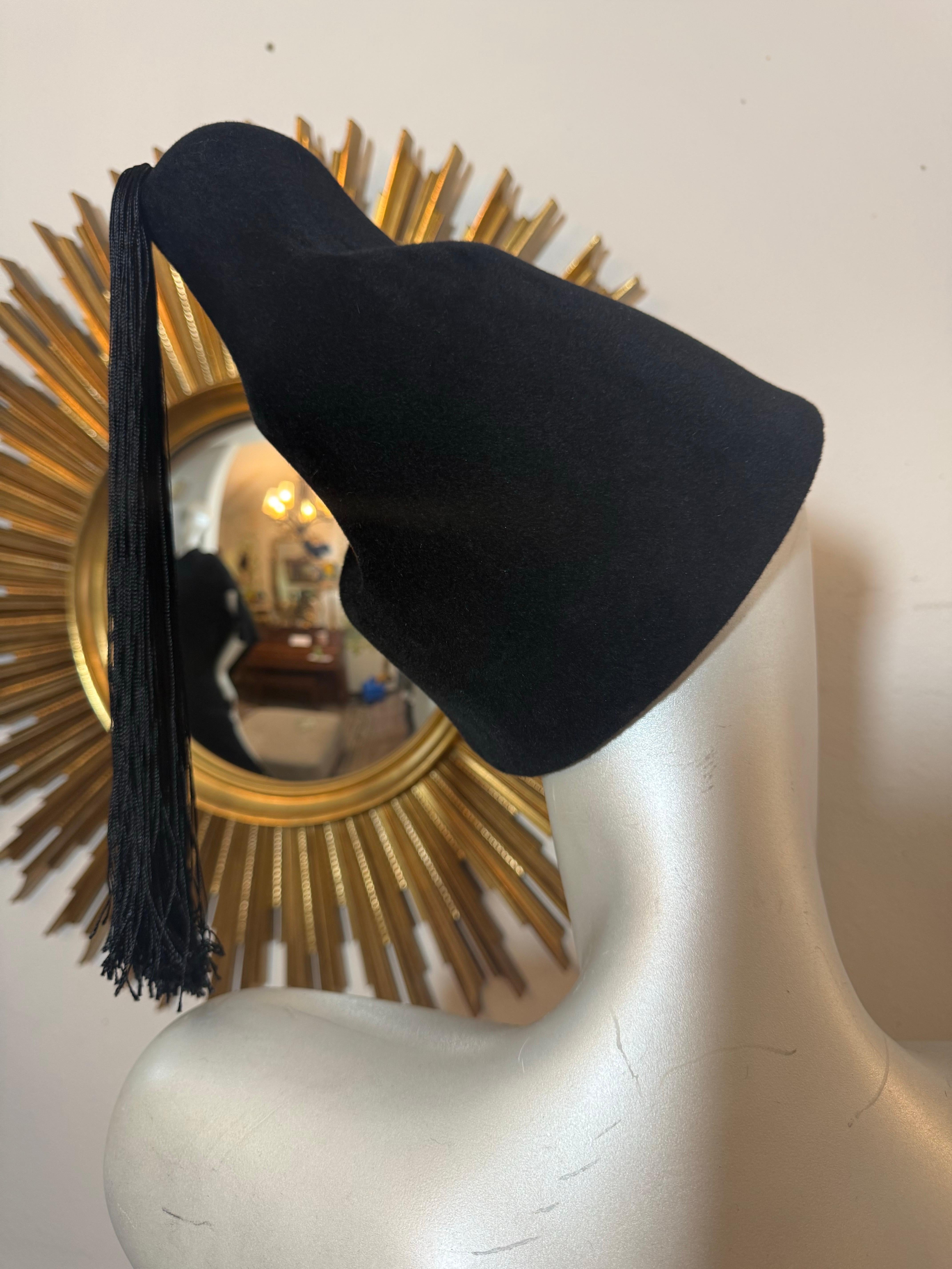1970s Yves Saint Laurent Avante Gard Turkish-Inspired Spiral Toque w Tassel For Sale 2