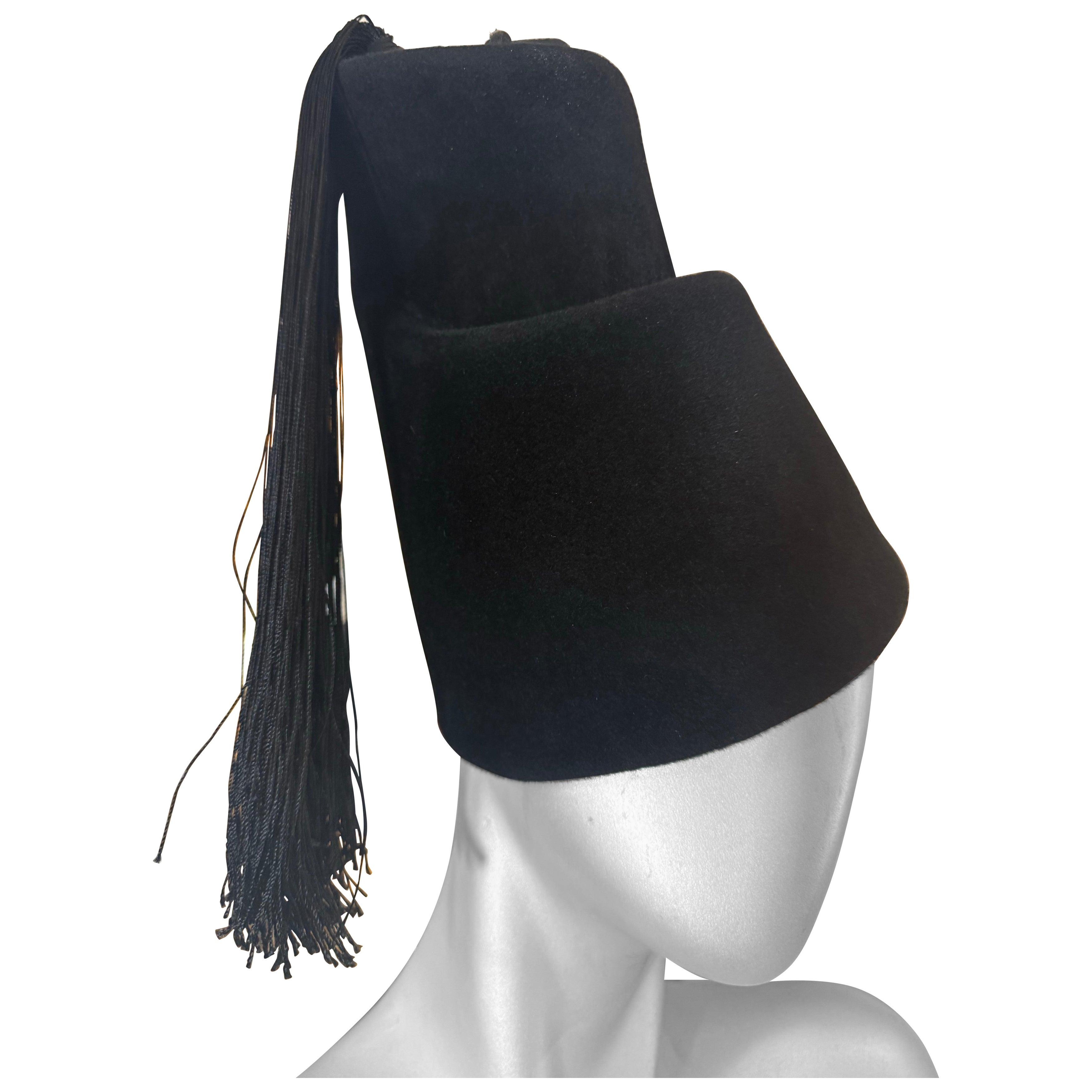 1970s Yves Saint Laurent Avante Gard Turkish-Inspired Spiral Toque w Tassel For Sale
