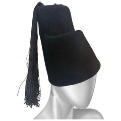 1970s Yves Saint Laurent Avante Gard Turkish-Inspired Spiral Toque w Tassel