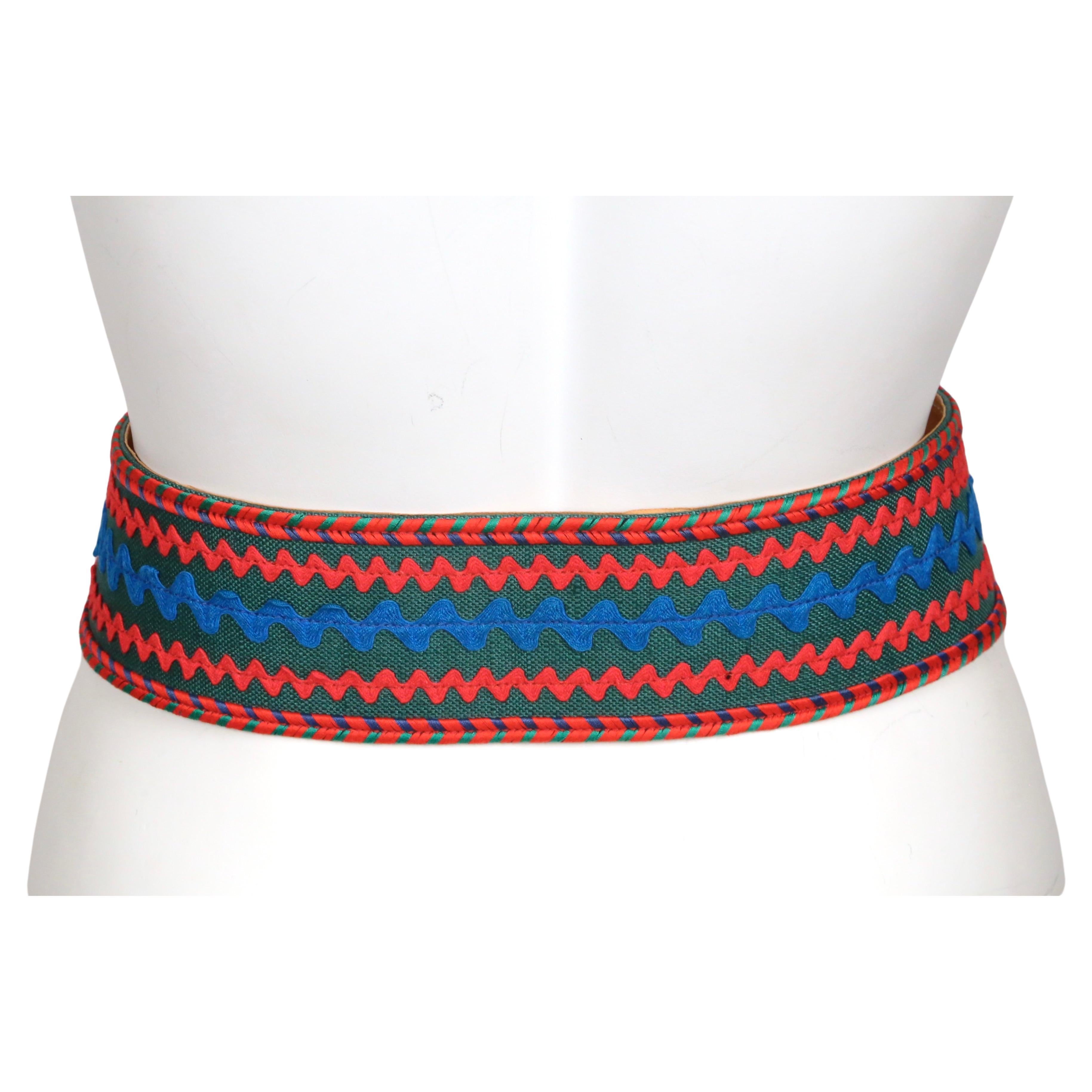 1977 YVES SAINT LAURENT RUNWAY belt with ric-rac accents, long ties and tassels For Sale 1