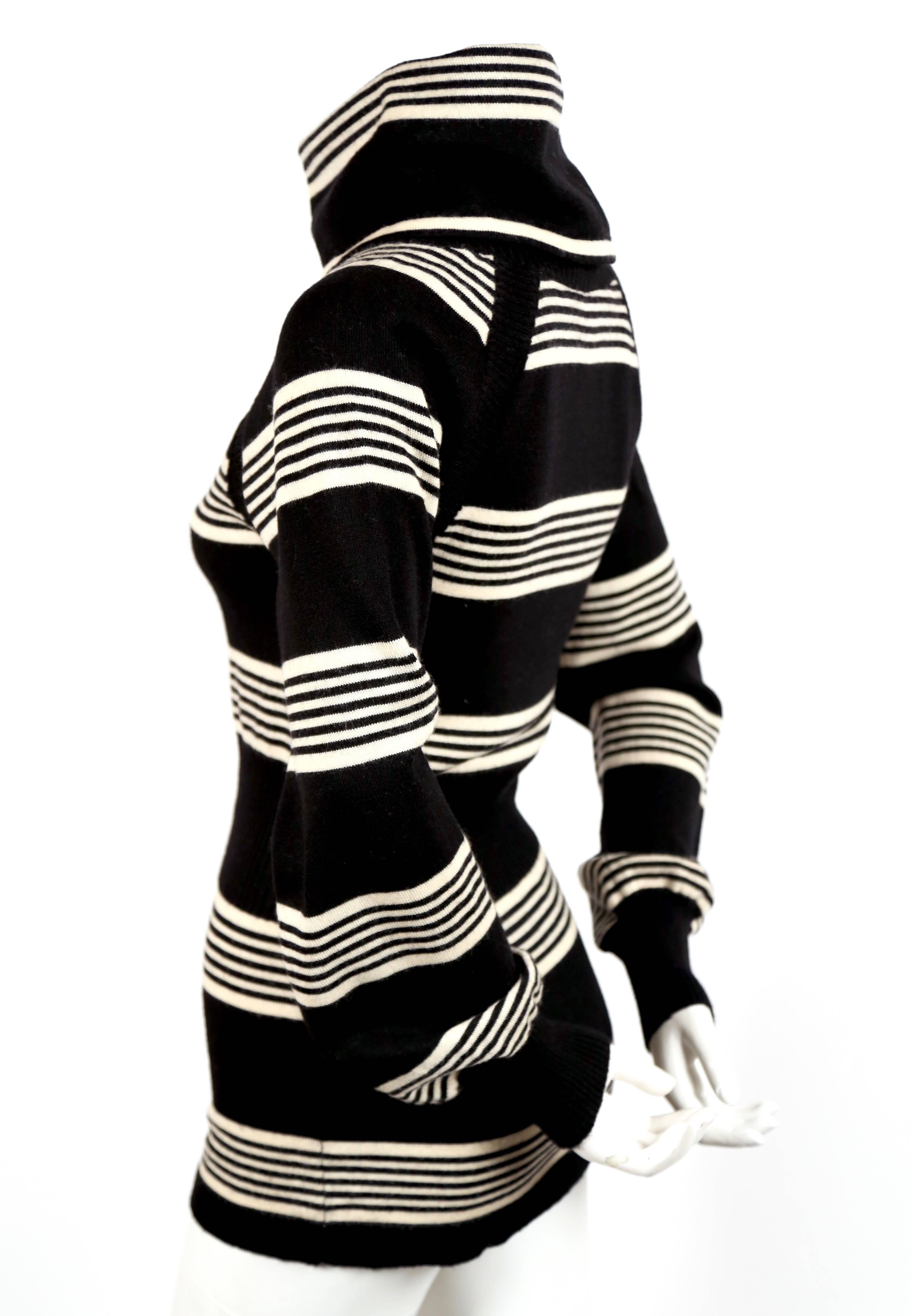 Black Yves Saint Laurent black and cream wool turtleneck sweater, 1970s 