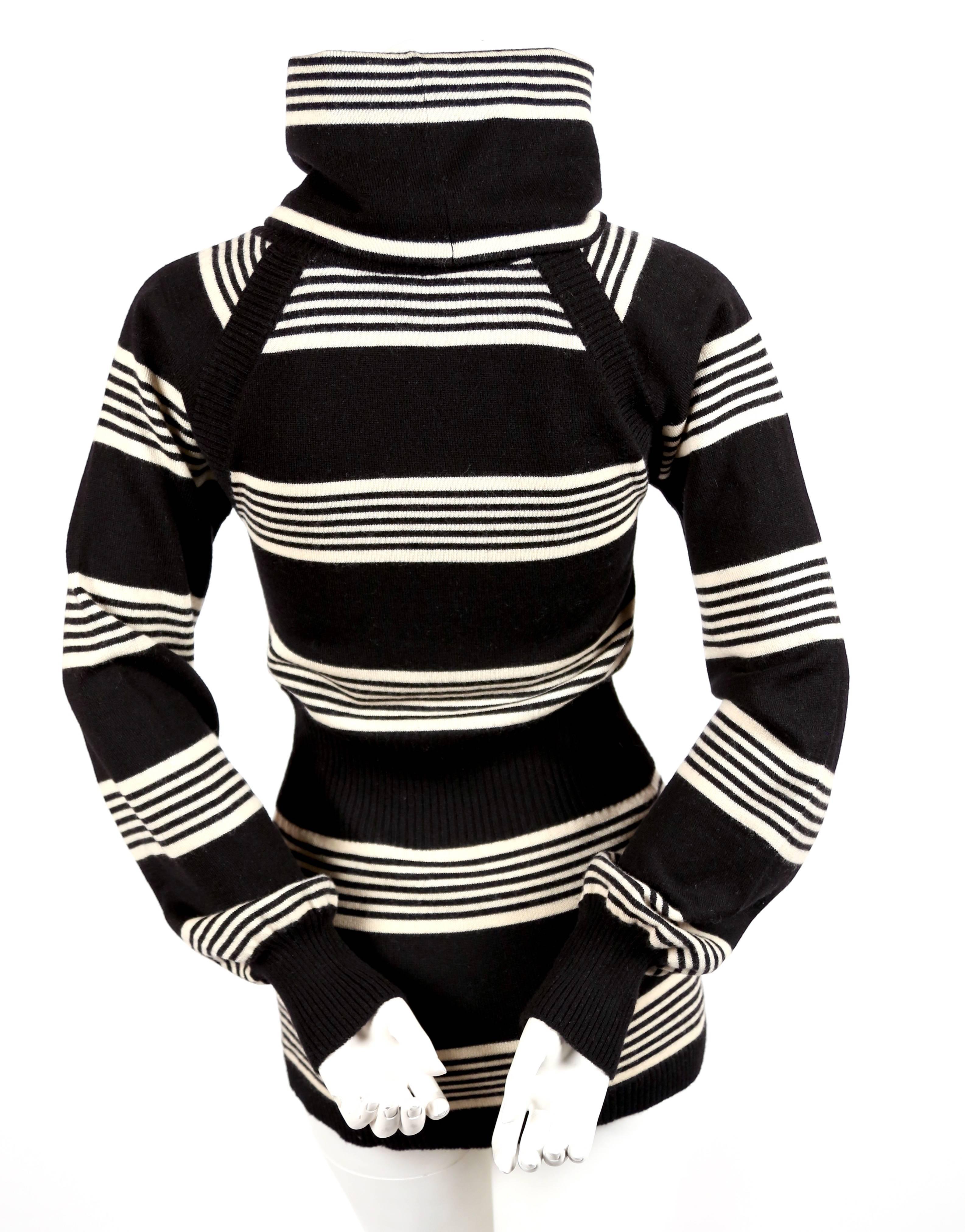 Yves Saint Laurent black and cream wool turtleneck sweater, 1970s  In Good Condition In San Fransisco, CA