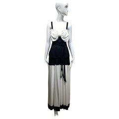 1970s Yves Saint Laurent Black and White Spaghetti Strap Top and Skirt