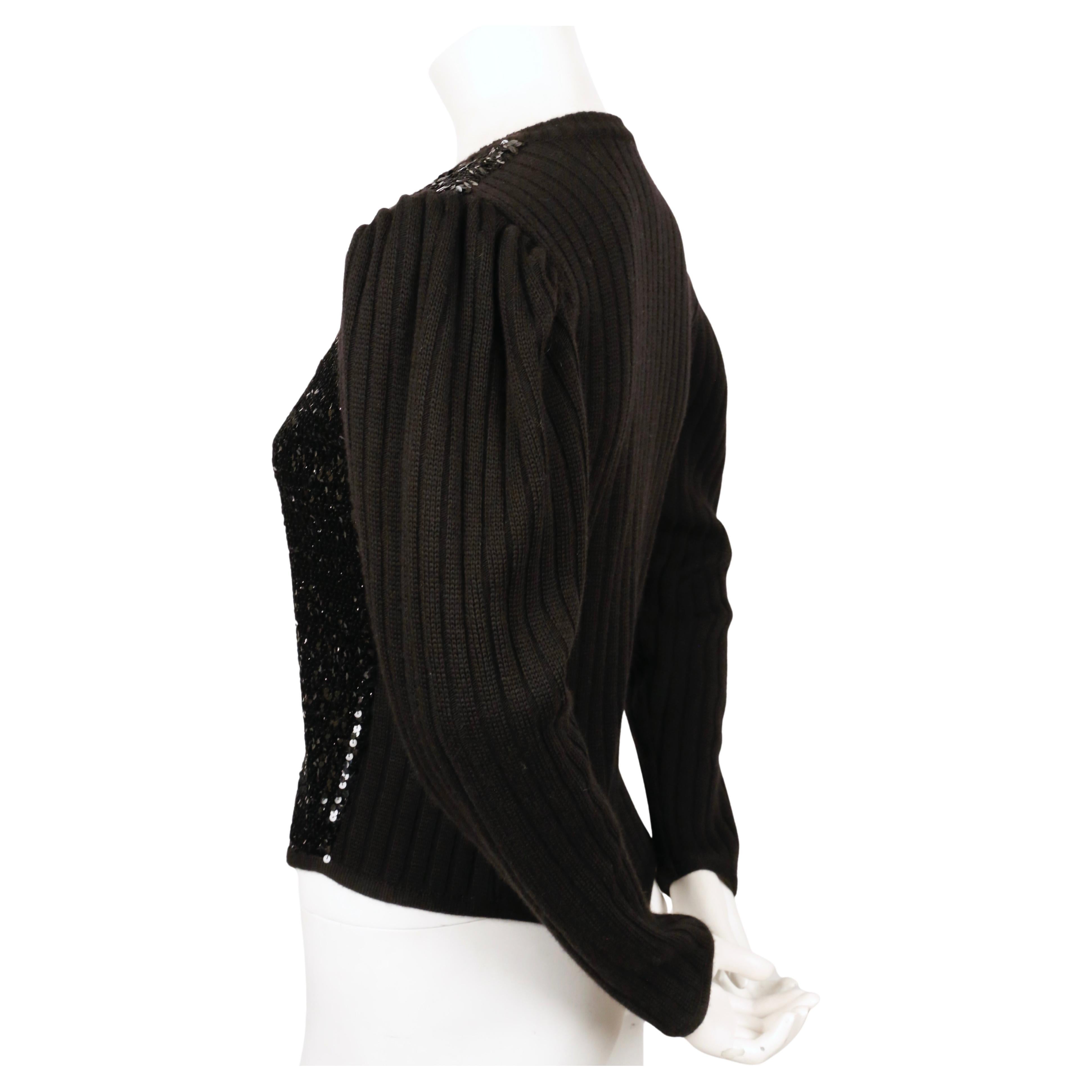 Black 1970's YVES SAINT LAURENT black sequined cardigan