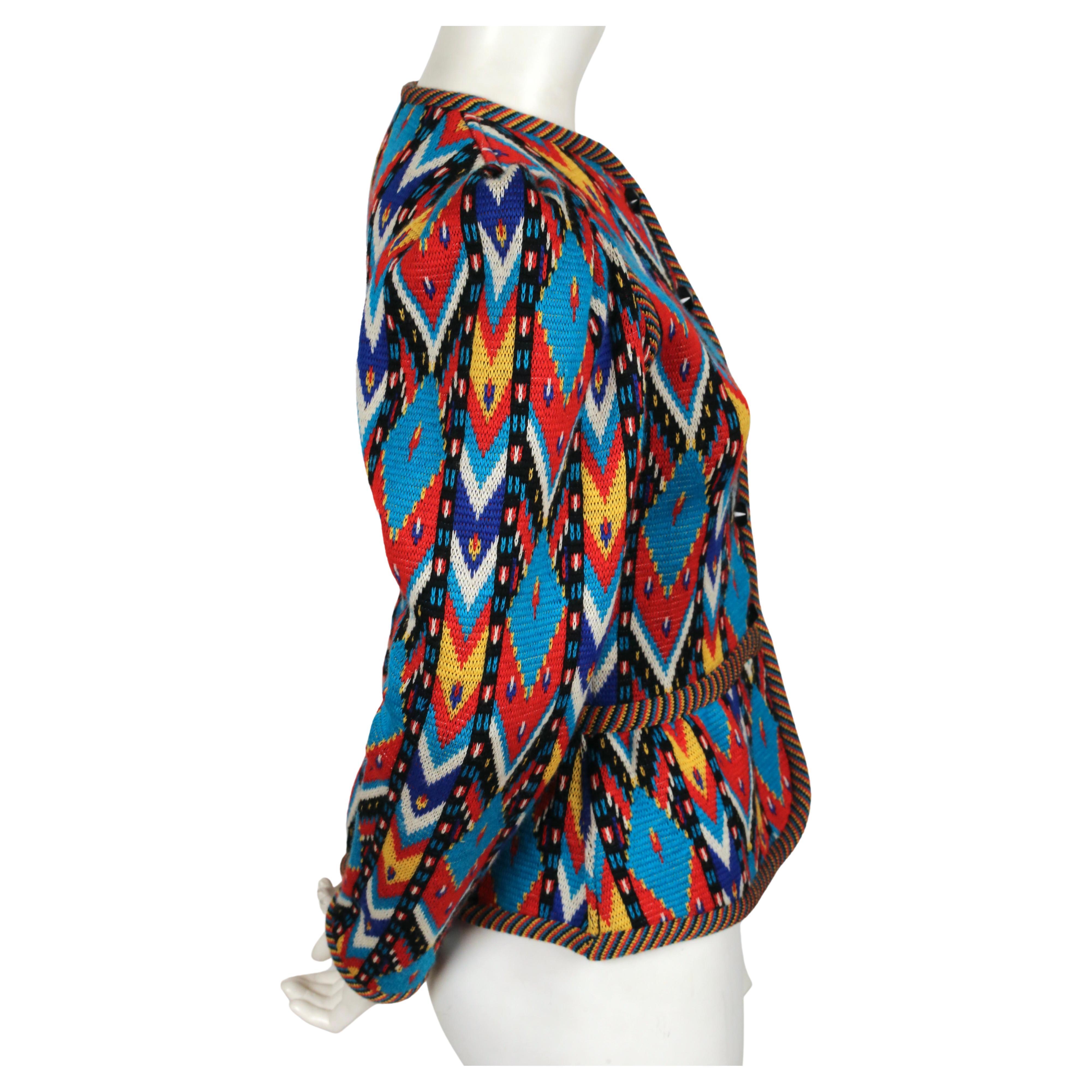 1979 YVES SAINT LAURENT bright Ikat cardigan sweater In Good Condition In San Fransisco, CA