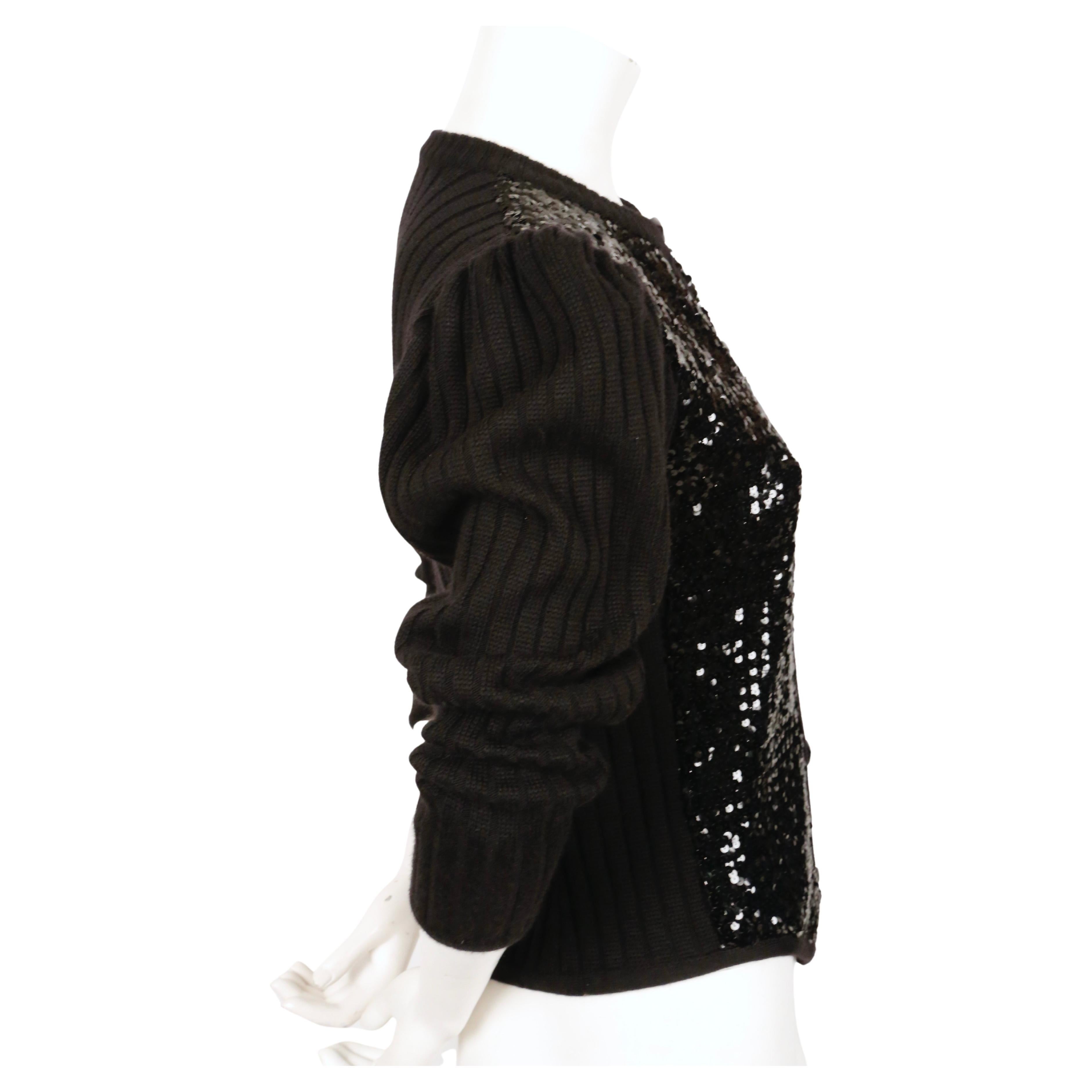 1970's YVES SAINT LAURENT black sequined cardigan In Good Condition In San Fransisco, CA