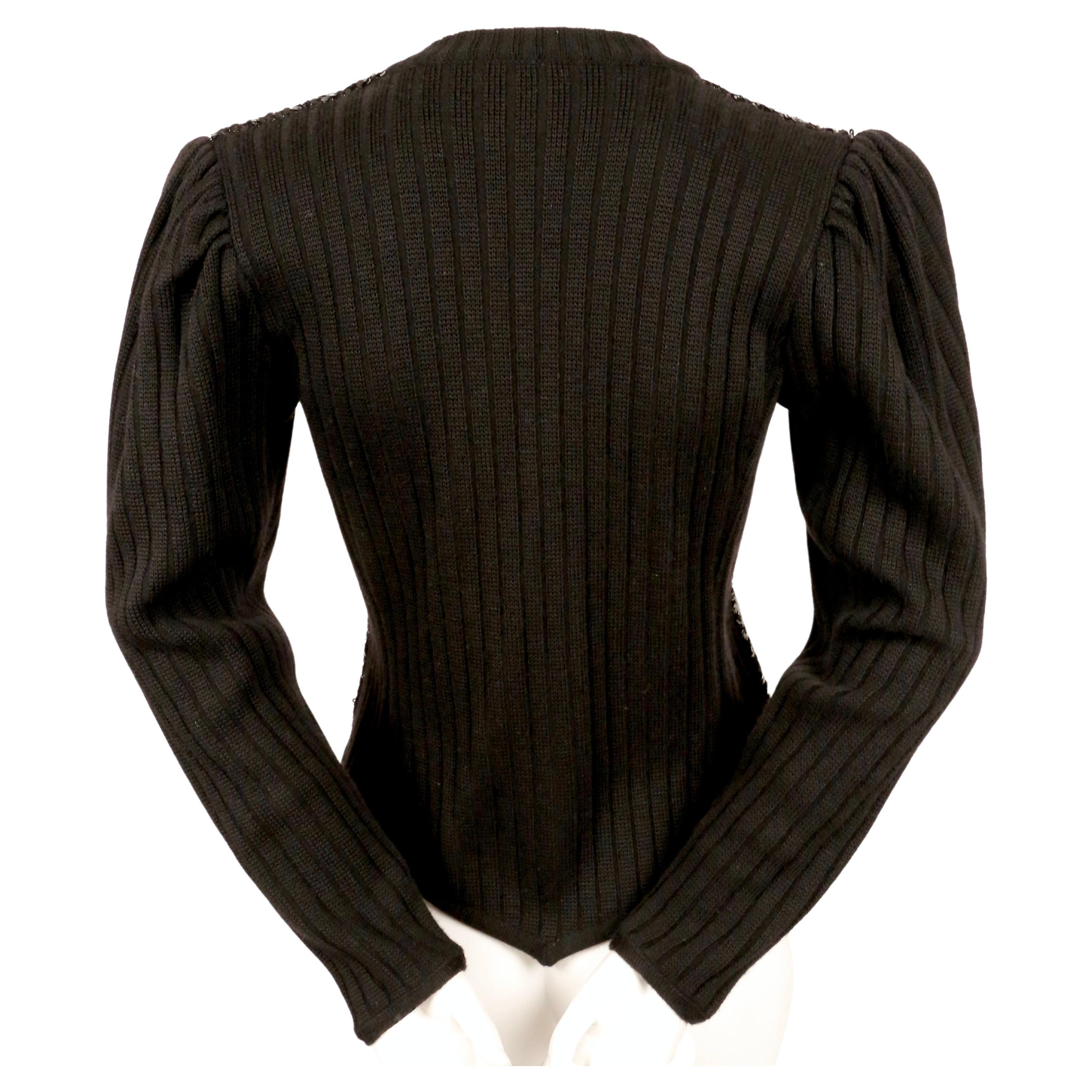 1970's YVES SAINT LAURENT black sequined cardigan 1