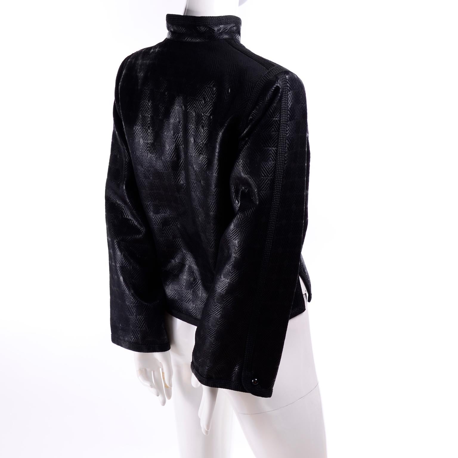1970s Yves Saint Laurent Black Textured Russian Inspired Jacket W/ Red Lining Damen
