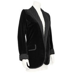 1970s Yves Saint Laurent Black Velvet and Quilted Smoking Jacket