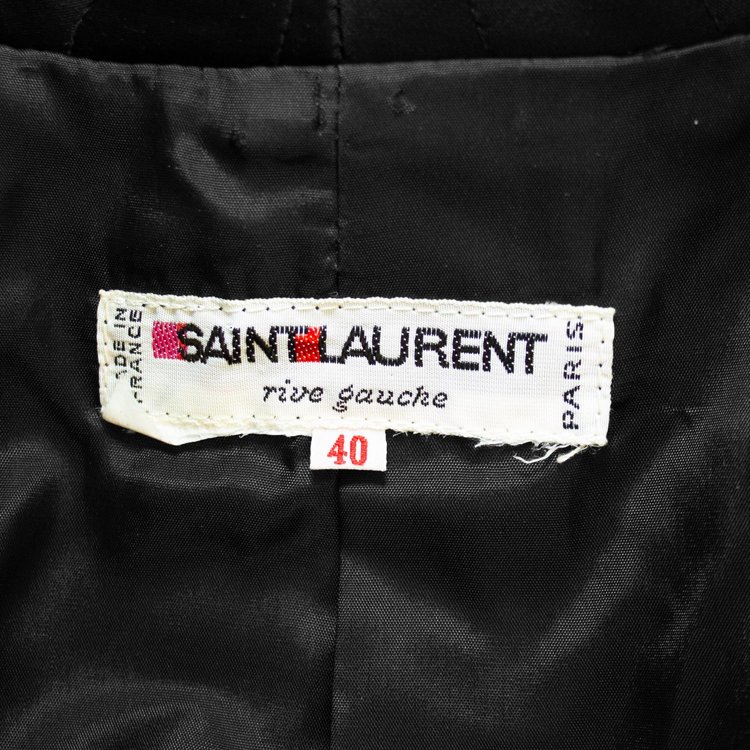 1970s Yves Saint Laurent Black Velvet and Quilted Smoking Jacket For Sale 3