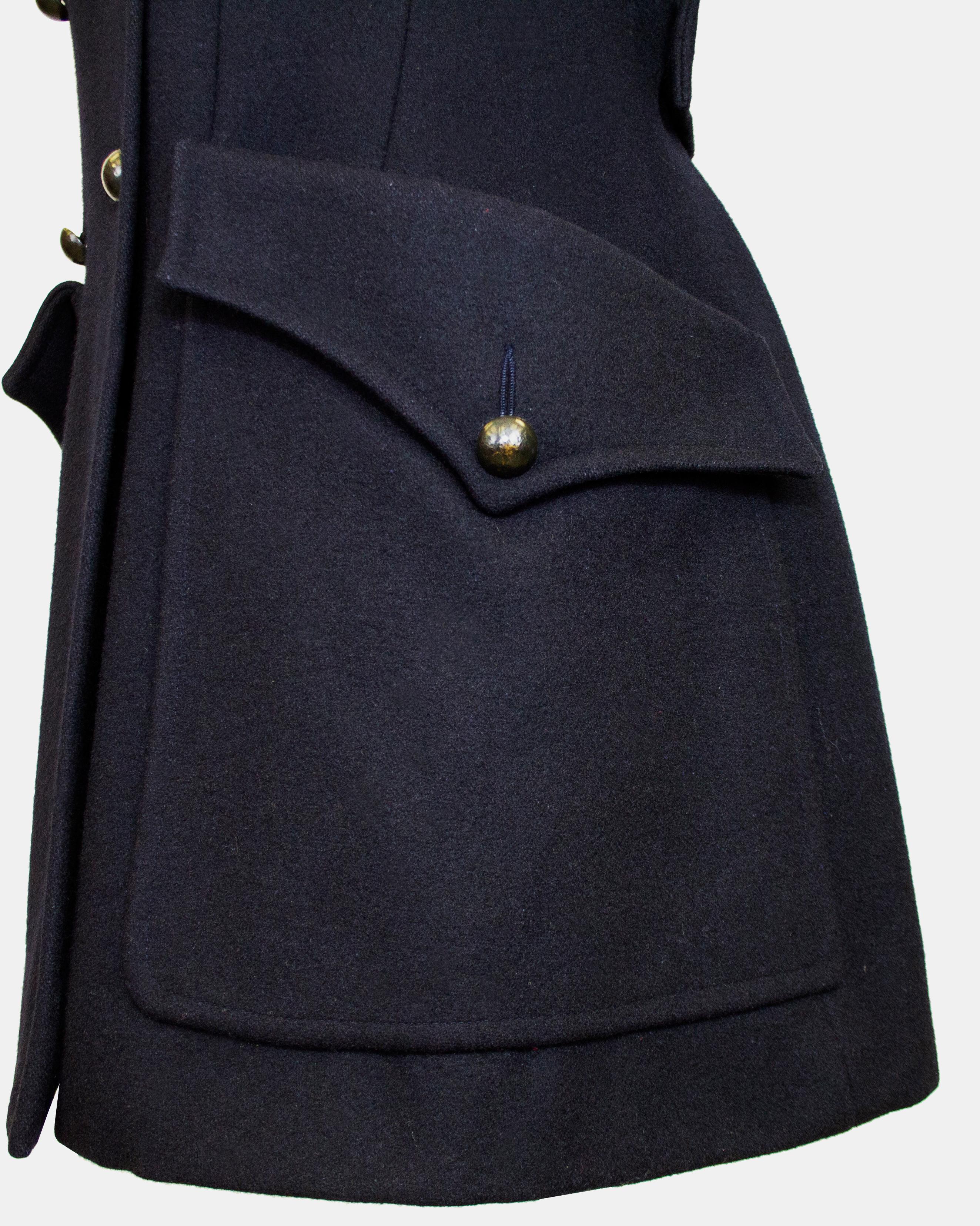 1970s Yves Saint Laurent Black Wool Double Breasted Pea Coat For Sale 1