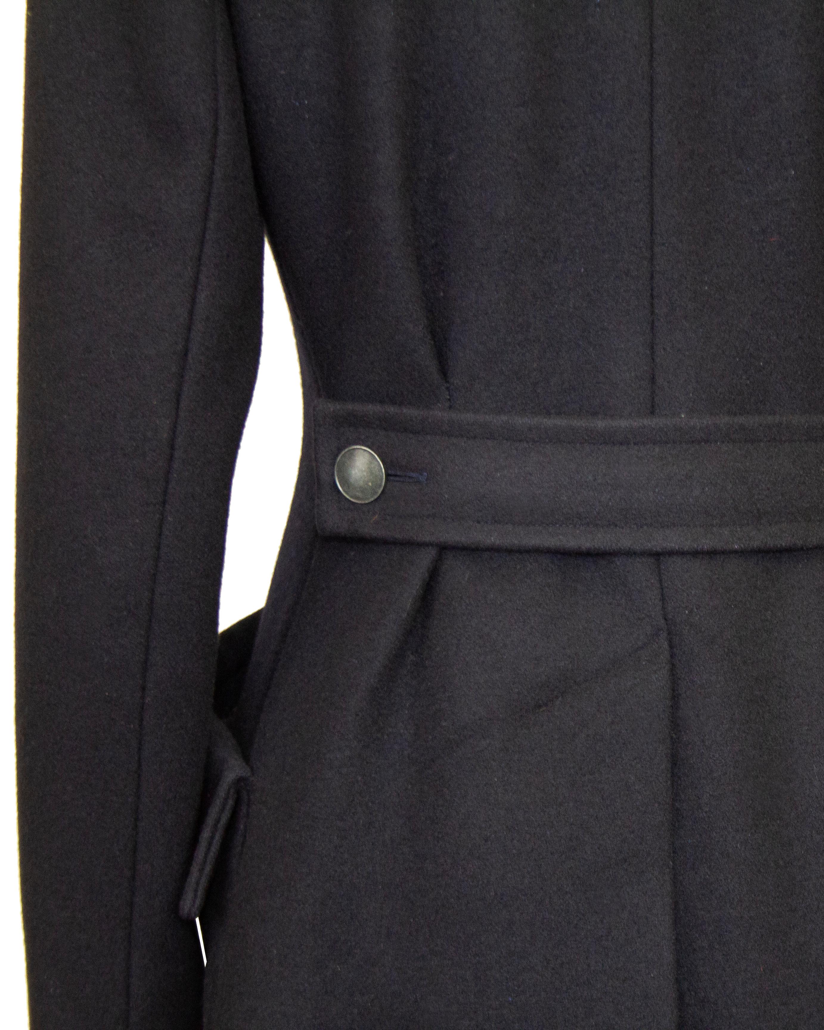 1970s Yves Saint Laurent Black Wool Double Breasted Pea Coat For Sale 2