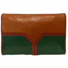 Vintage 1970s Yves Saint Laurent Boho Color Block Clutch Bag
