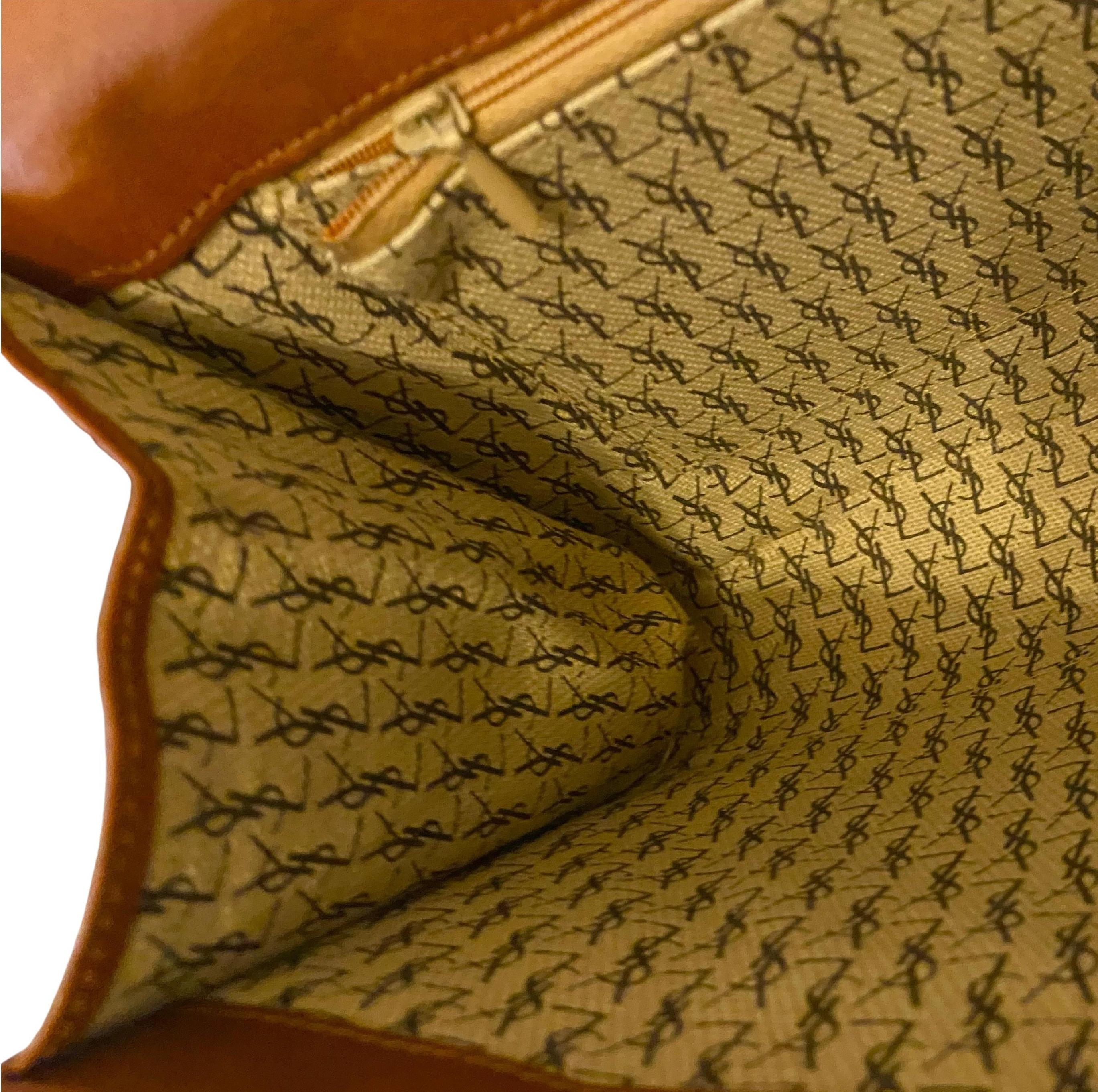 Marron 1970 Yves Saint Laurent Pochette Ballets Russes en cuir Boho Color Block en vente