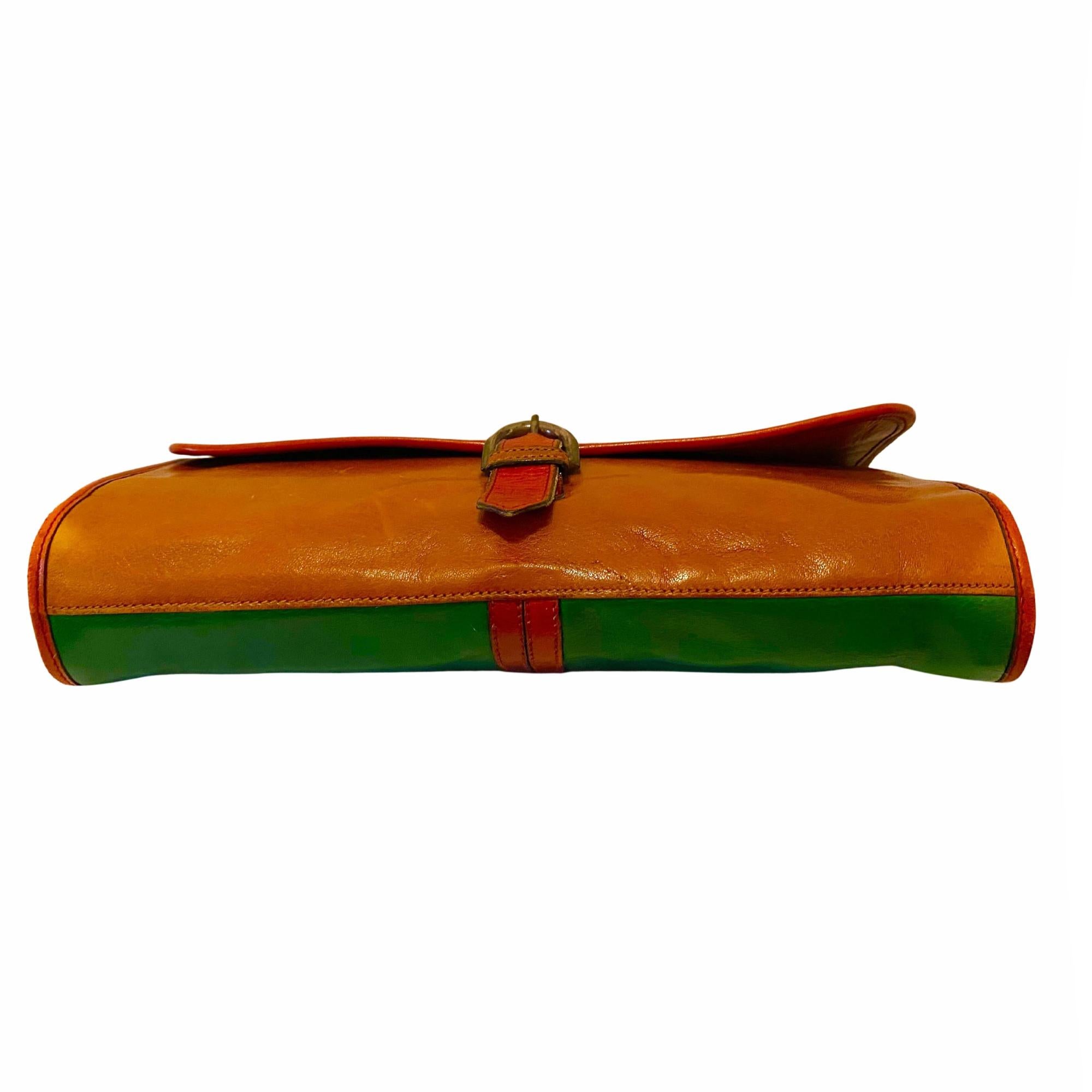 1970 Yves Saint Laurent Pochette Ballets Russes en cuir Boho Color Block en vente 2