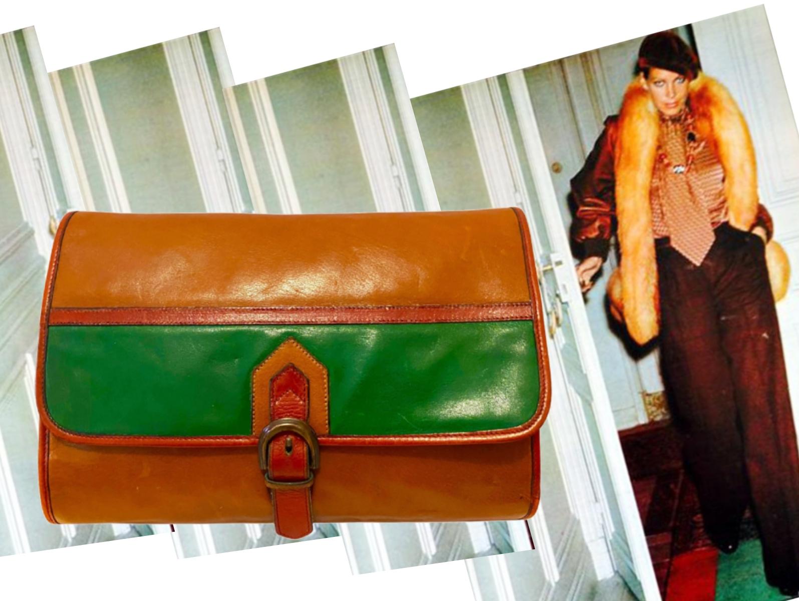 1970 Yves Saint Laurent Pochette Ballets Russes en cuir Boho Color Block en vente 3