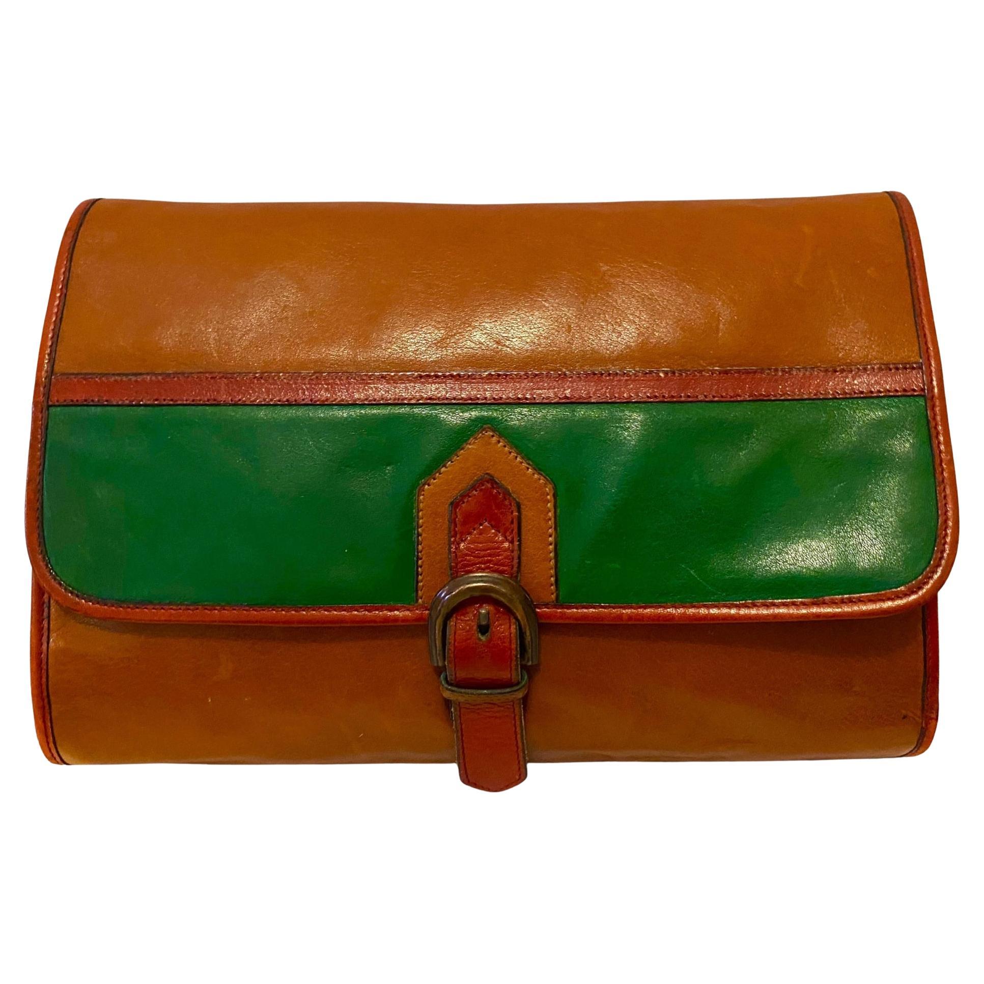 1970 Yves Saint Laurent Pochette Ballets Russes en cuir Boho Color Block en vente