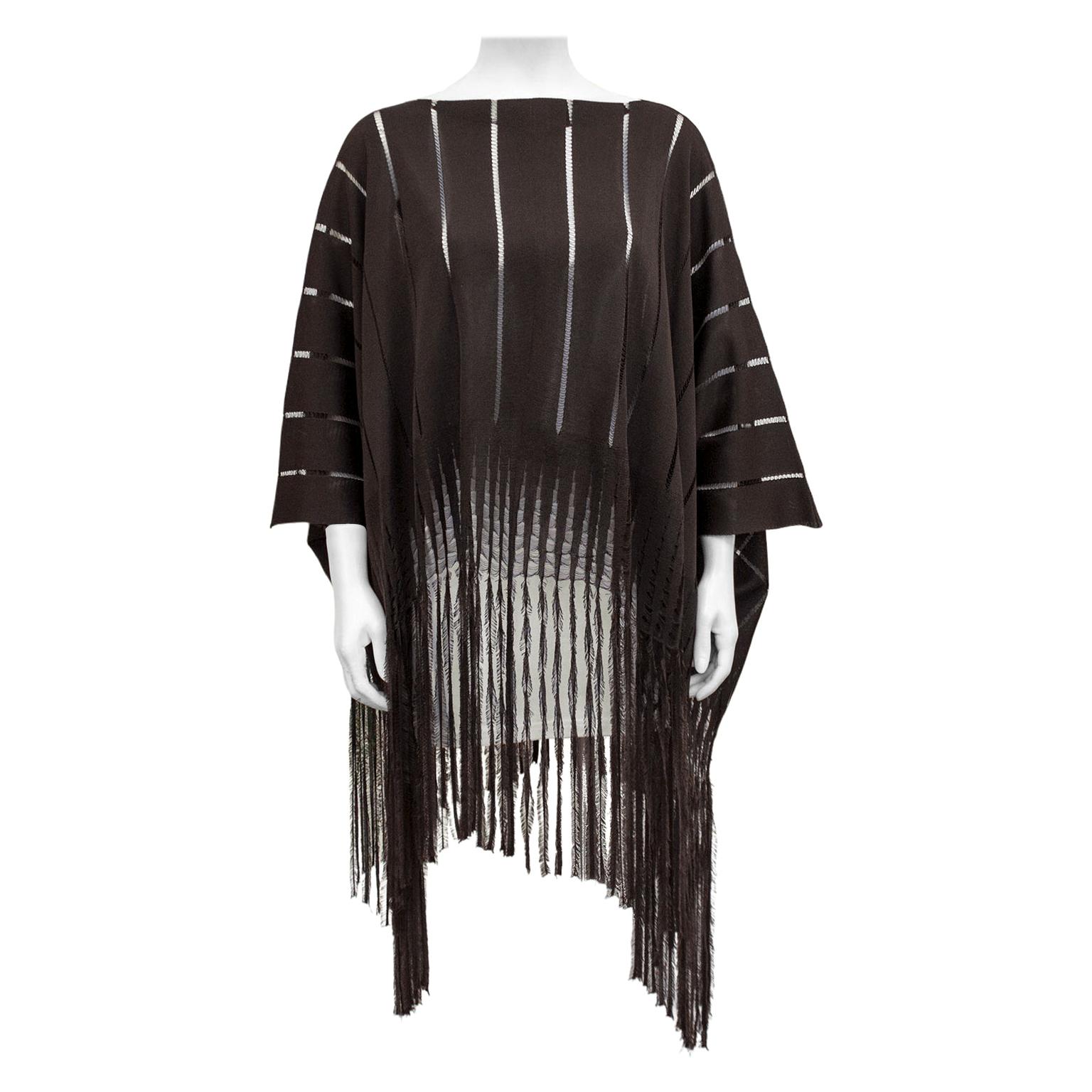 1970s Yves Saint Laurent Brown Knit Poncho For Sale