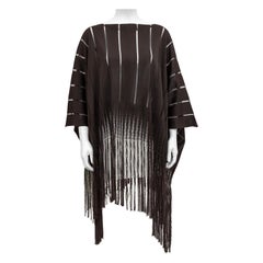 Retro 1970s Yves Saint Laurent Brown Knit Poncho