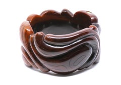 1970's YVES SAINT LAURENT brown wood grain resin bangle bracelet