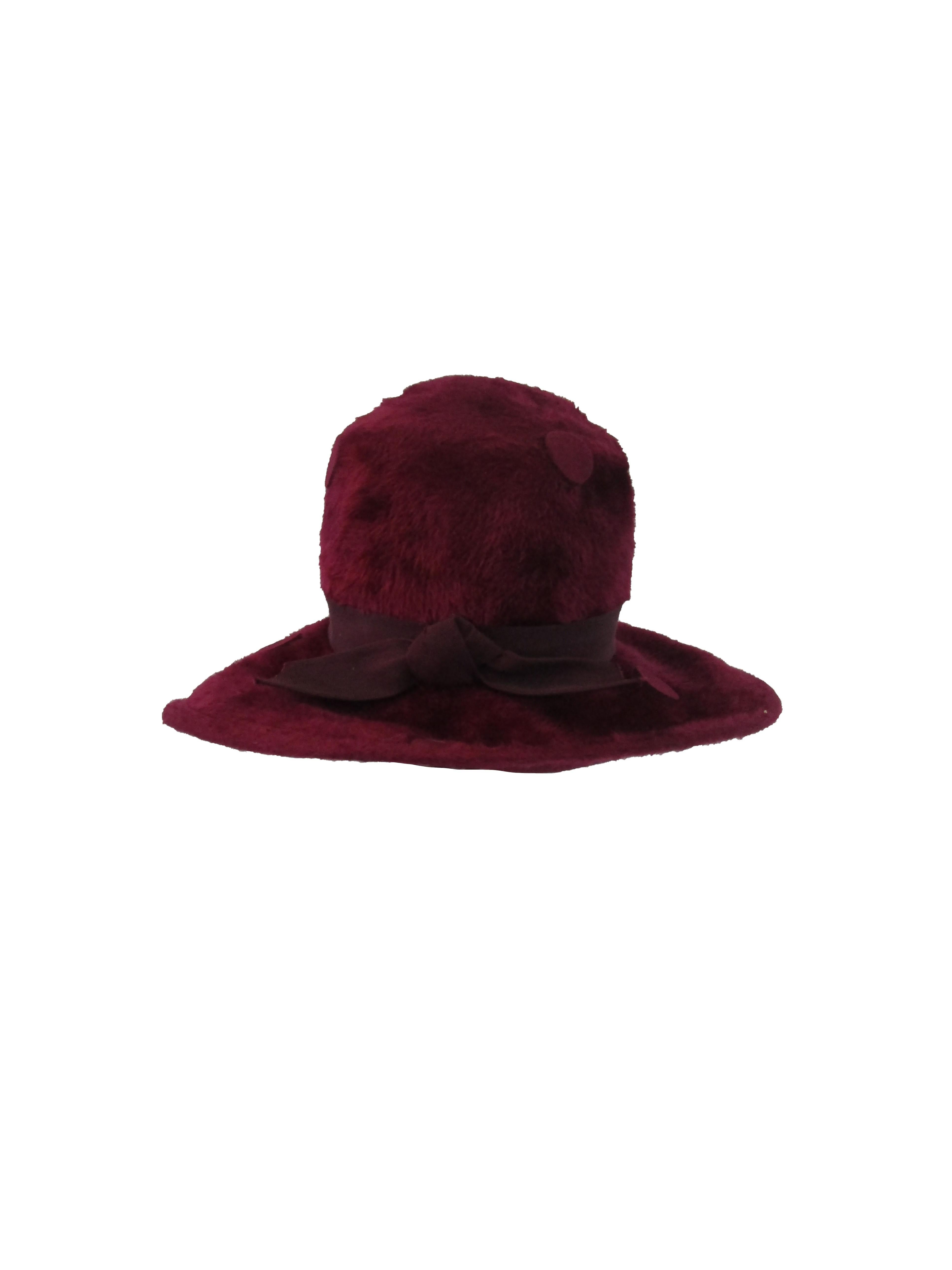 burgundy fur hat