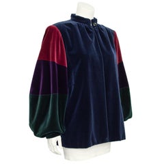 Chaqueta Smock de terciopelo con bloques de color Yves Saint Laurent, años 70