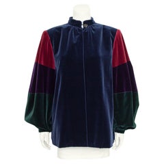 Chaqueta Smock de terciopelo con bloques de color Yves Saint Laurent, años 70