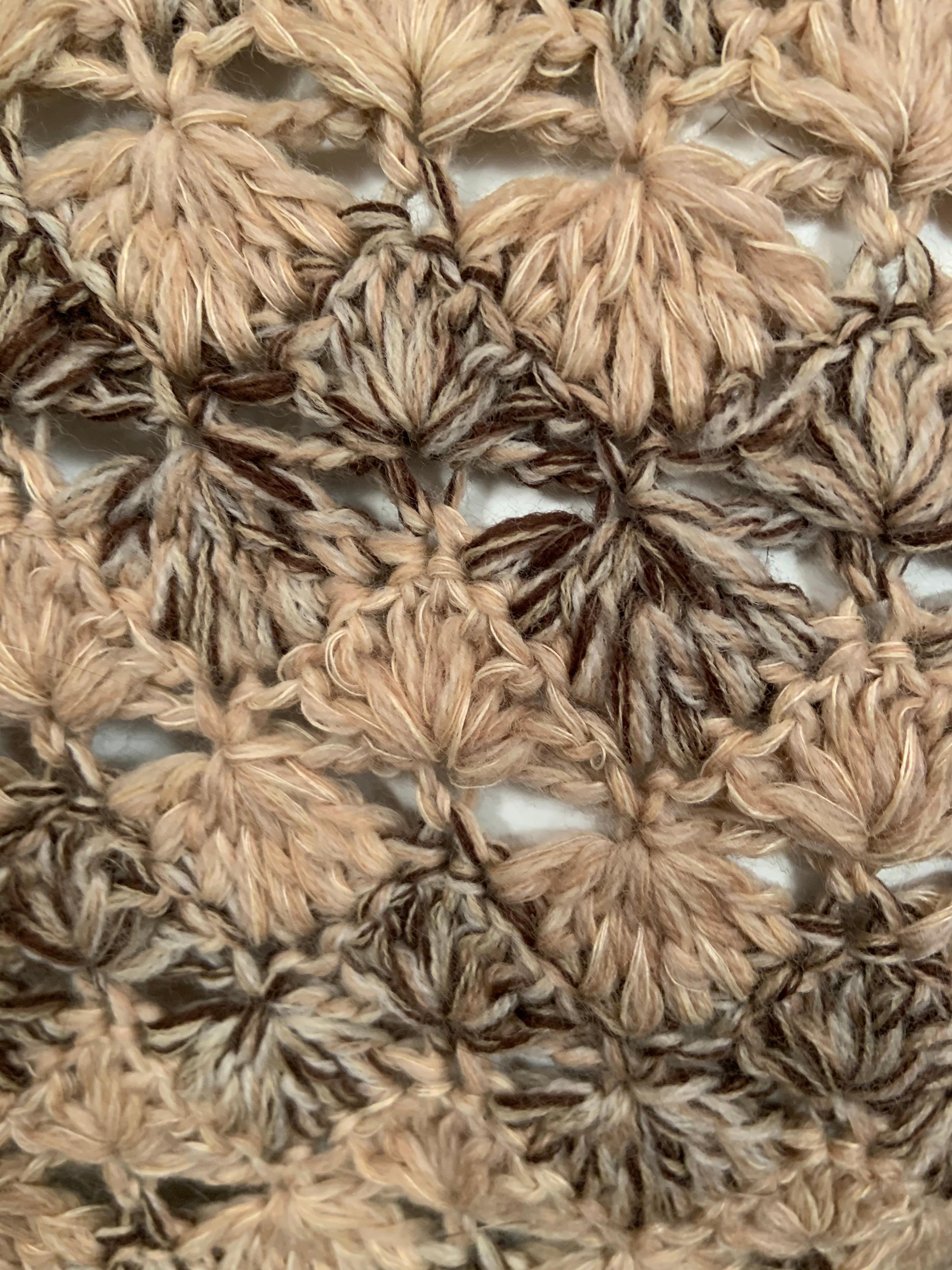 1970's Yves Saint Laurent Crocheted Sweater with Feather Collar and Cuffs In Excellent Condition In New Hope, PA