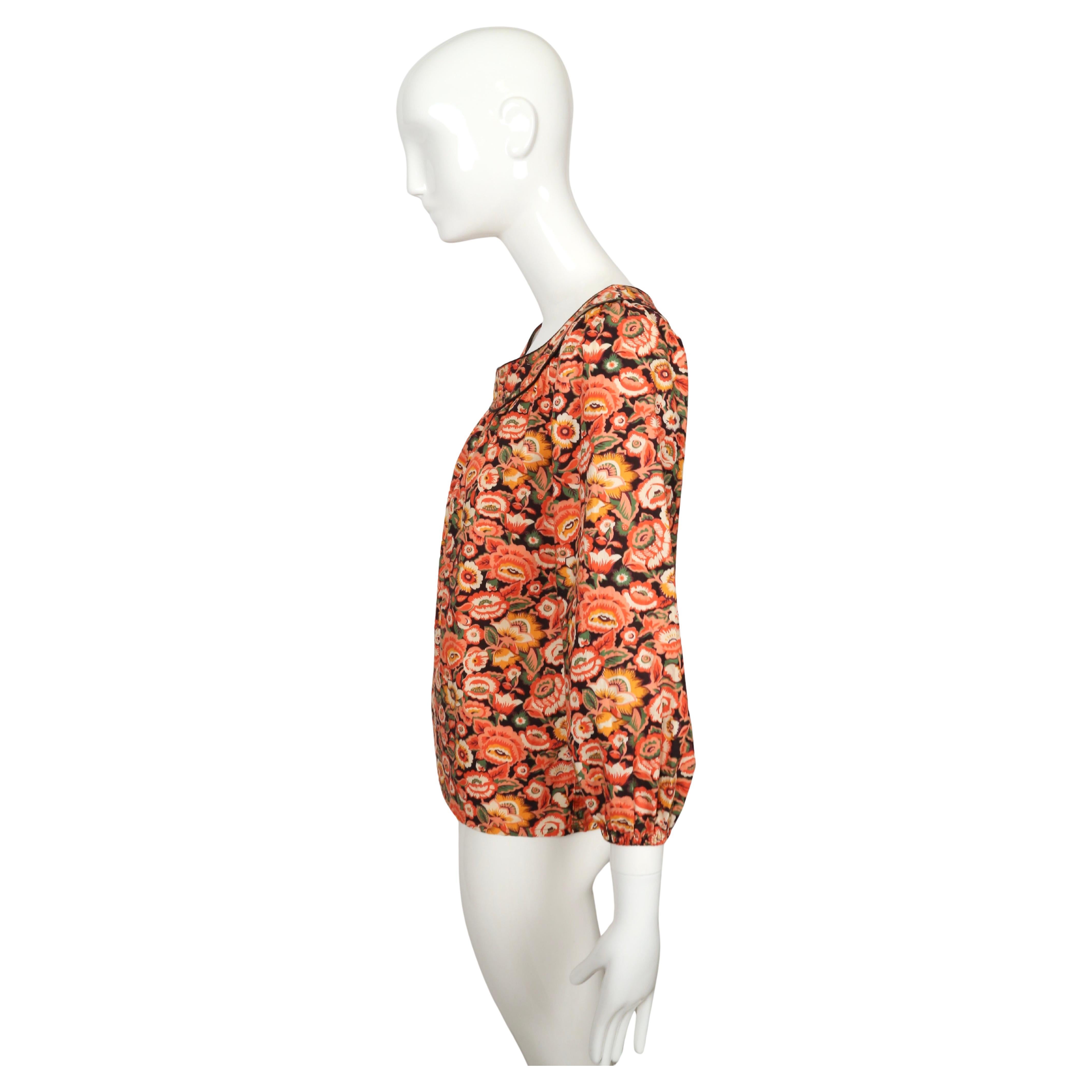 Top campesino de algodón con estampado floral años 70 YVES SAINT LAURENT en venta 3