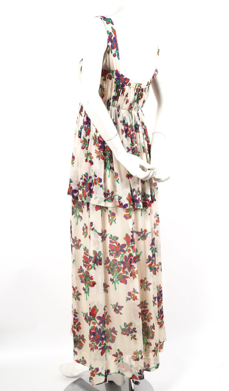 1970s Yves Saint Laurent Fused Velvet & Silk Chiffon Shift Dress