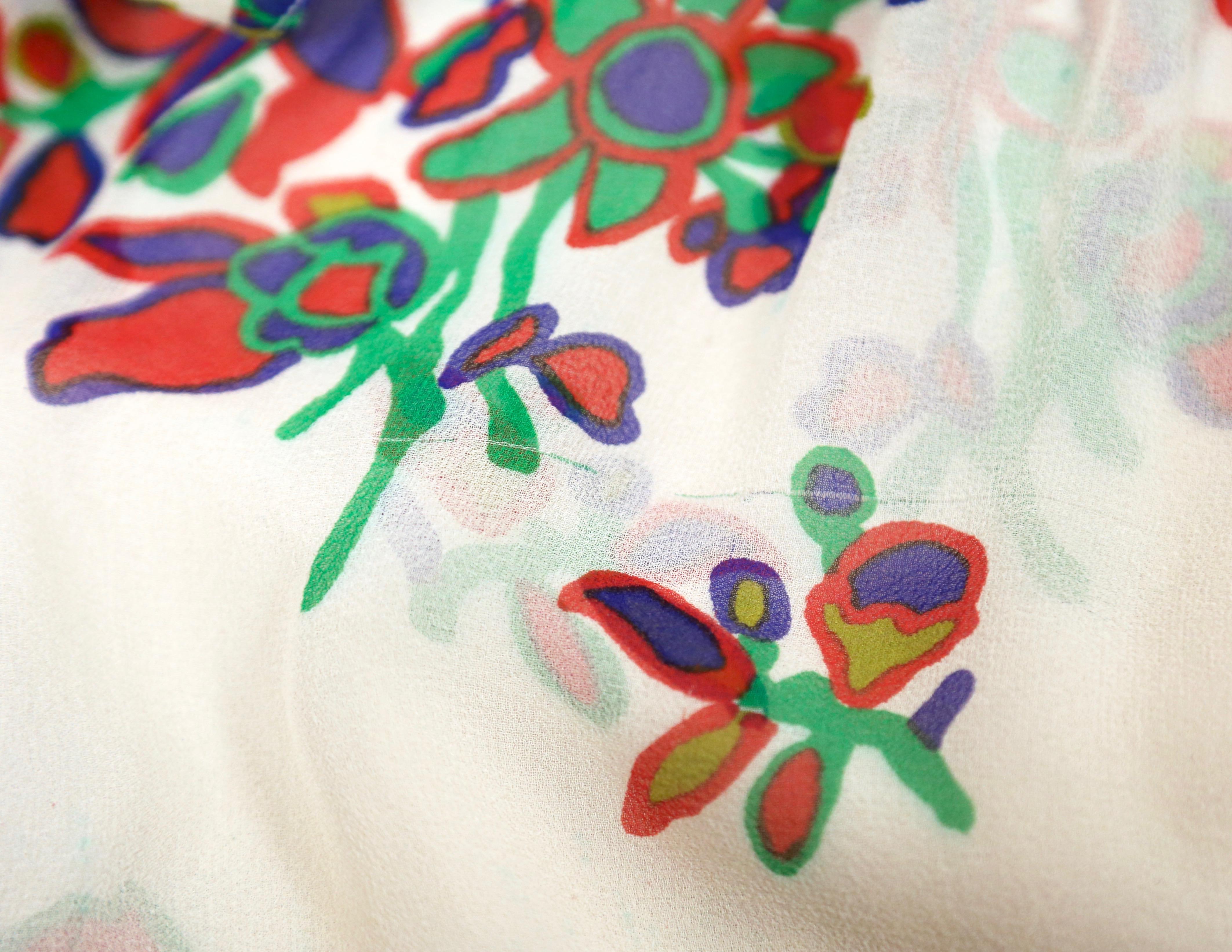 1970's YVES SAINT LAURENT floral printed silk chiffon maxi dress 1