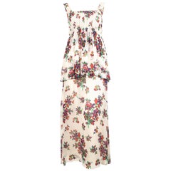 1970's YVES SAINT LAURENT floral printed silk chiffon maxi dress