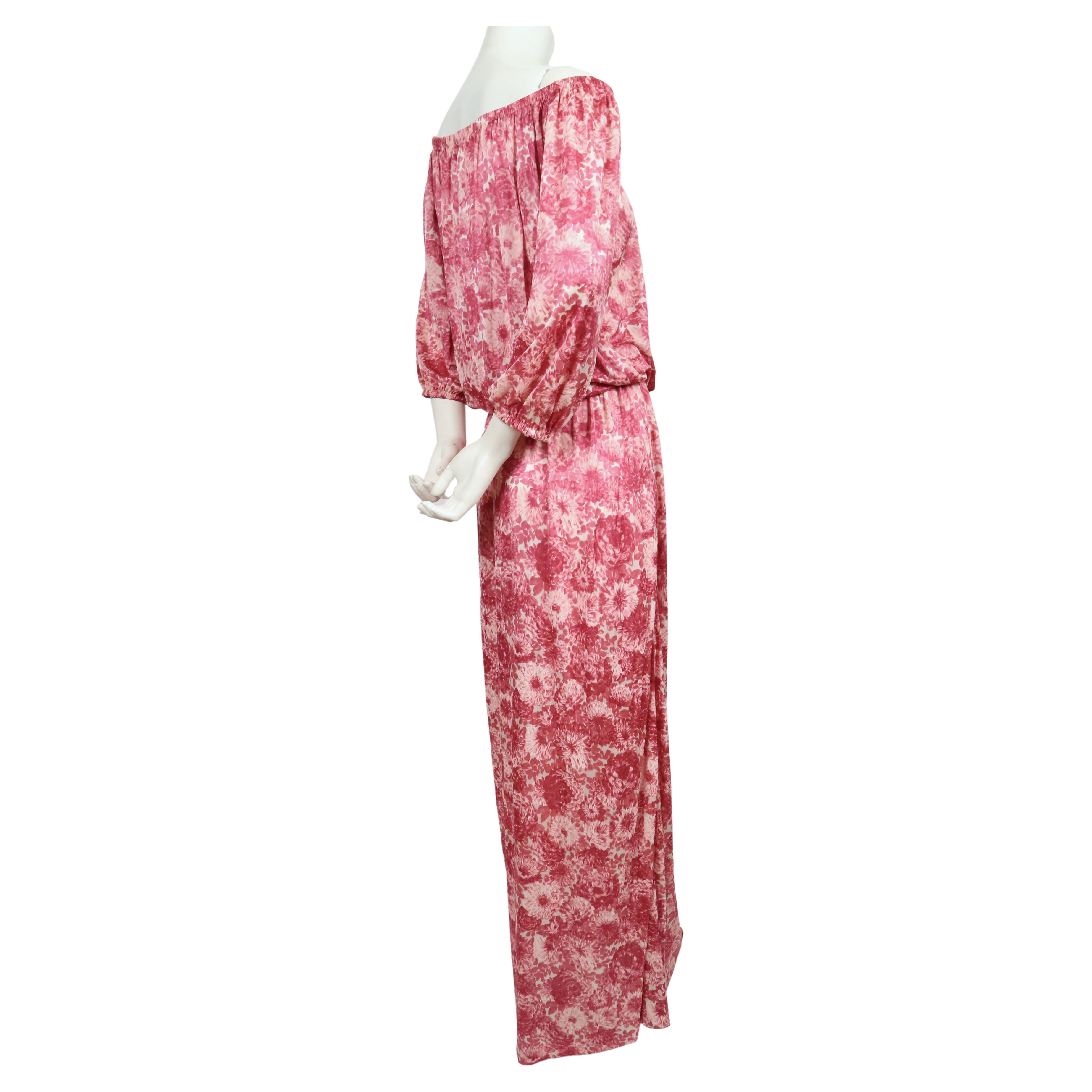 Women's or Men's 1970's YVES SAINT LAURENT floral printed silk jersey dress For Sale