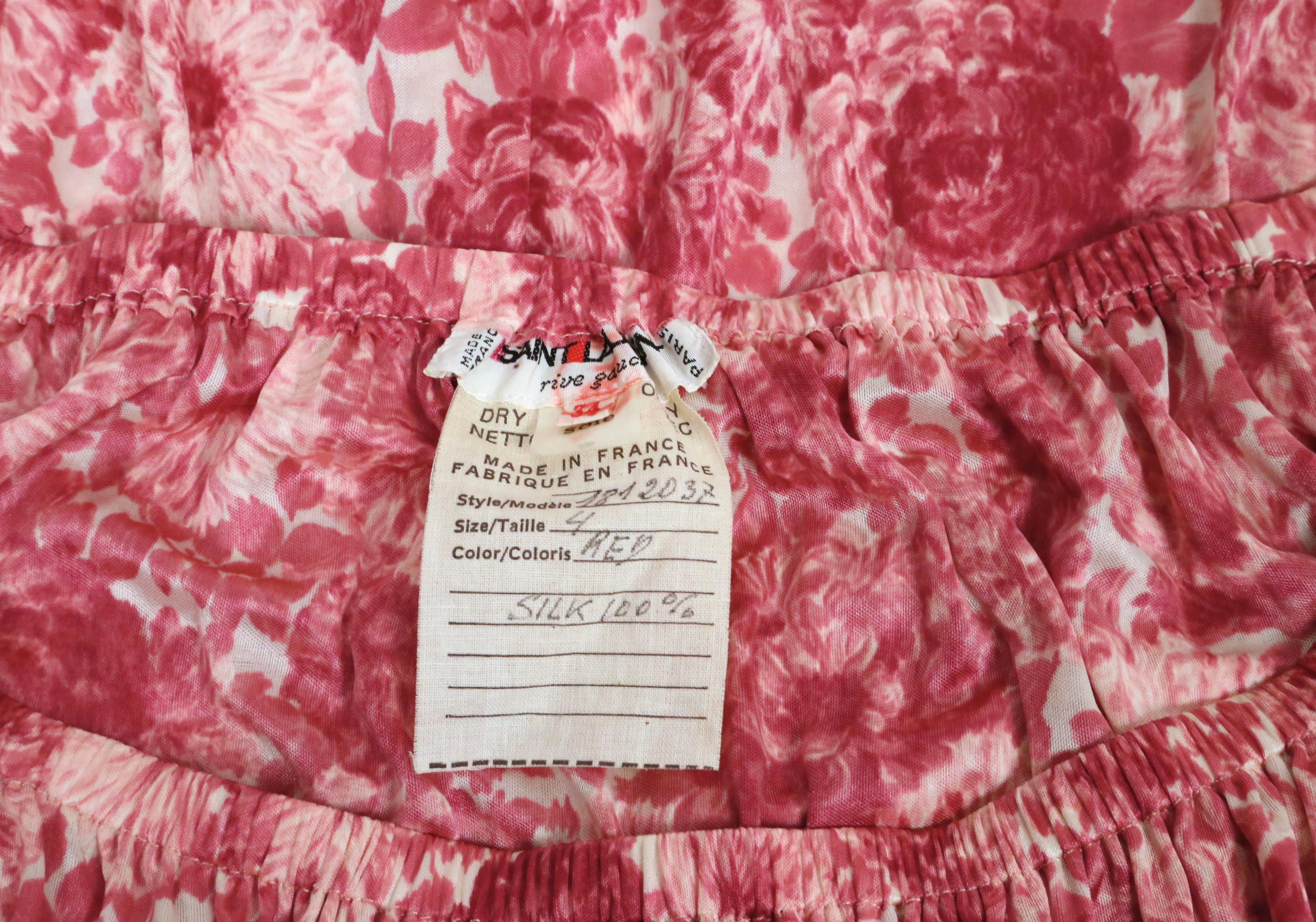 1970's YVES SAINT LAURENT floral printed silk jersey dress For Sale 4