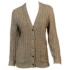 1970's Yves Saint Laurent Grey Cashmere Cable Knit Cardigan Sweater