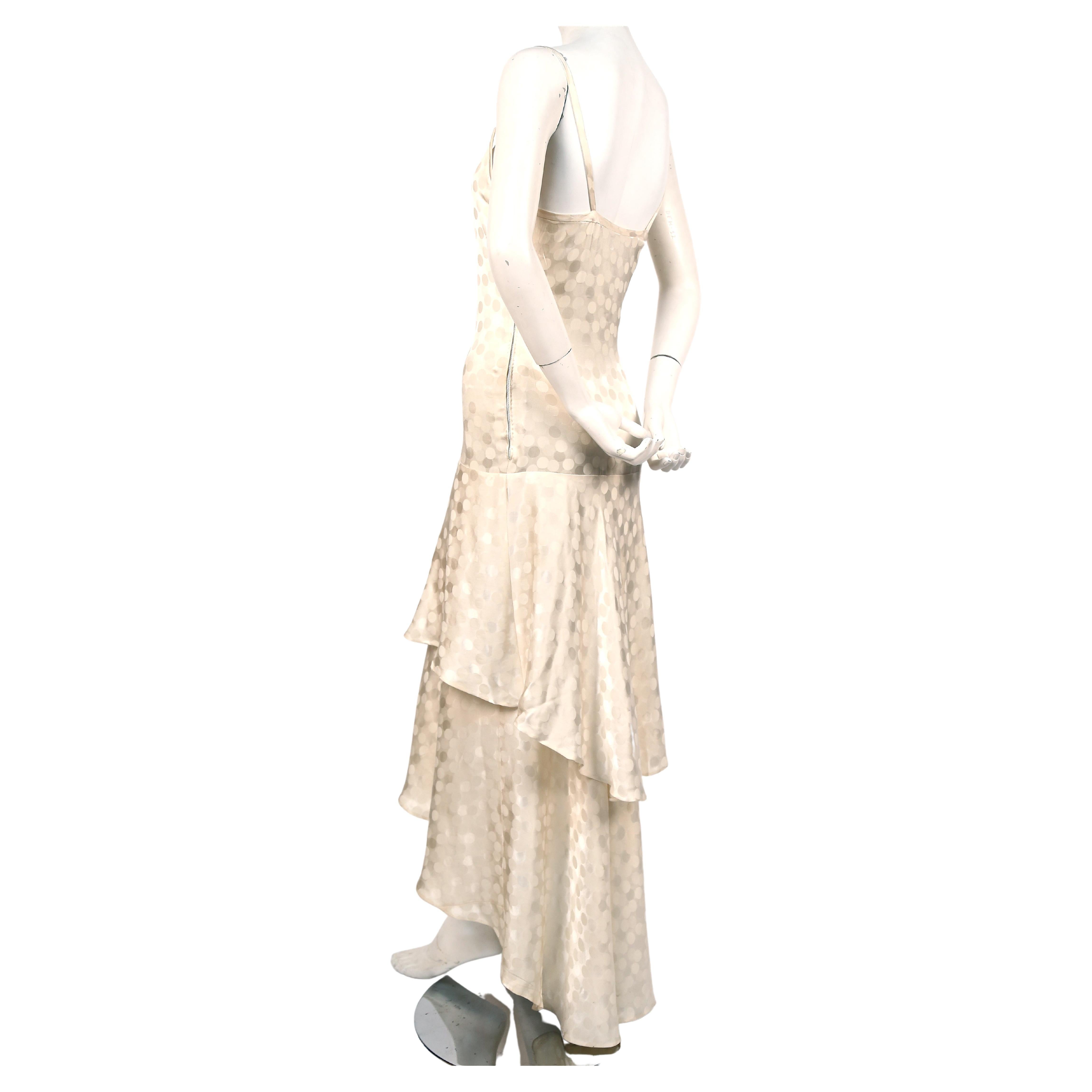 Beige 1970's YVES SAINT LAURENT haute couture cream silk damask dress 