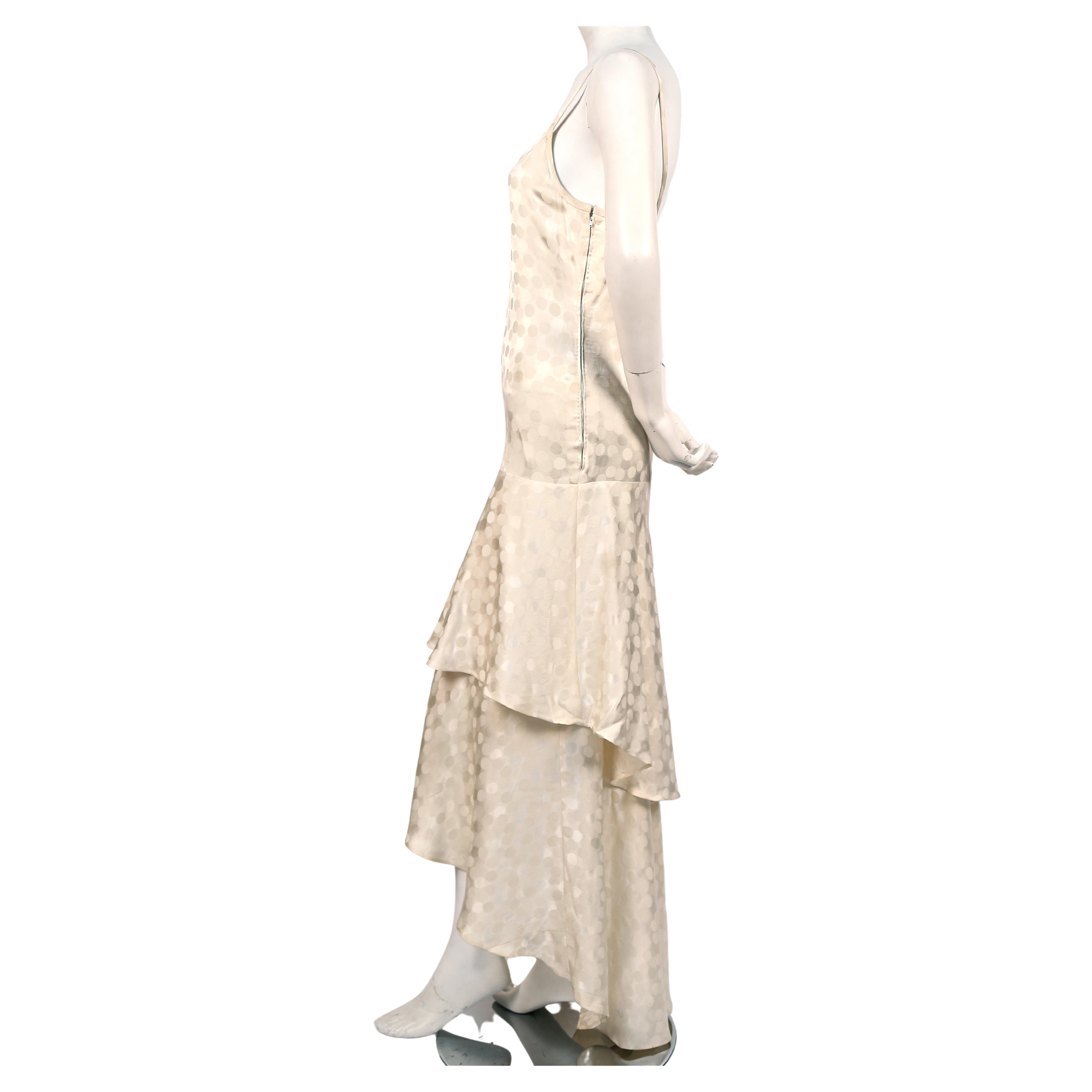 1970's YVES SAINT LAURENT haute couture cream silk damask dress  In Good Condition In San Fransisco, CA