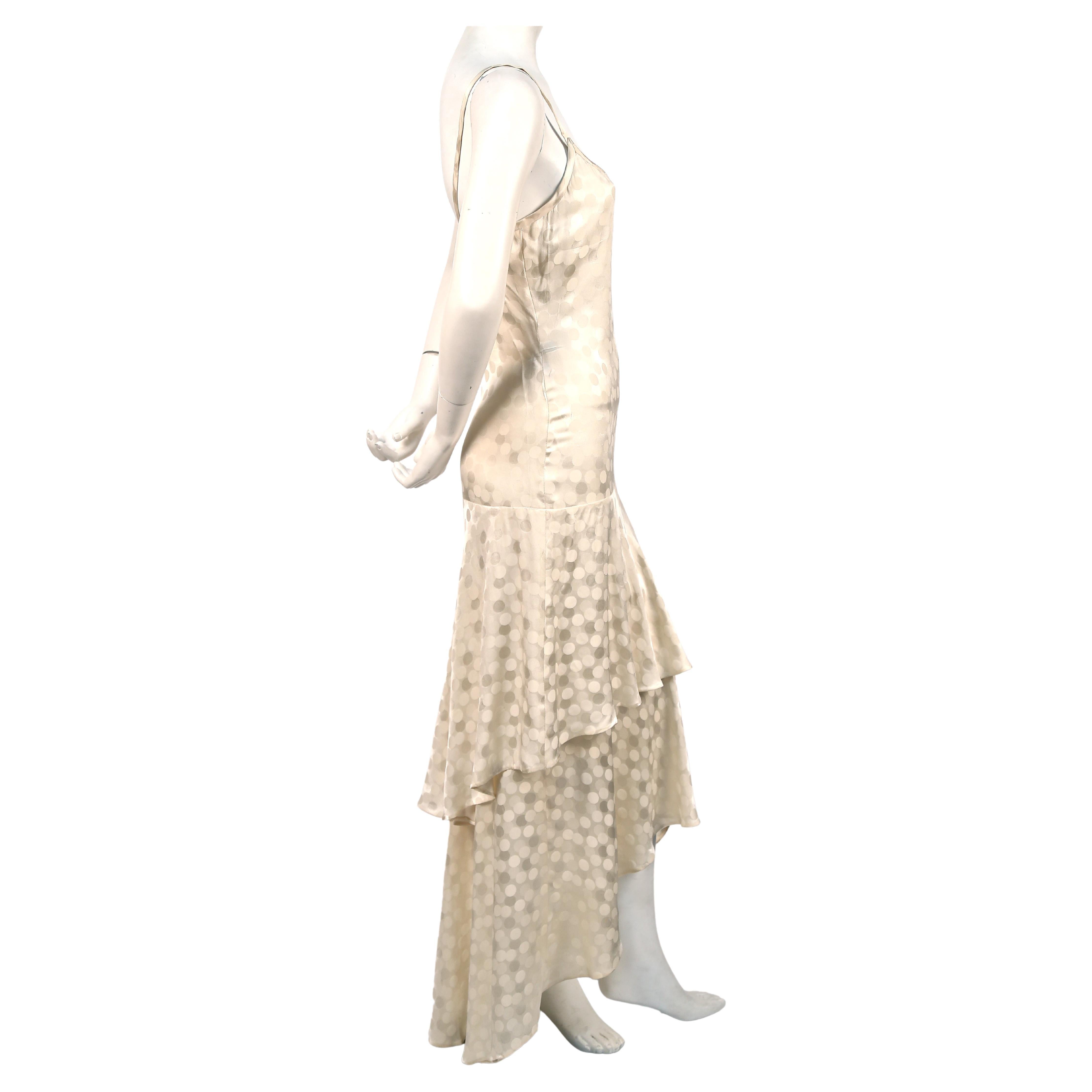 Women's or Men's 1970's YVES SAINT LAURENT haute couture cream silk damask dress 