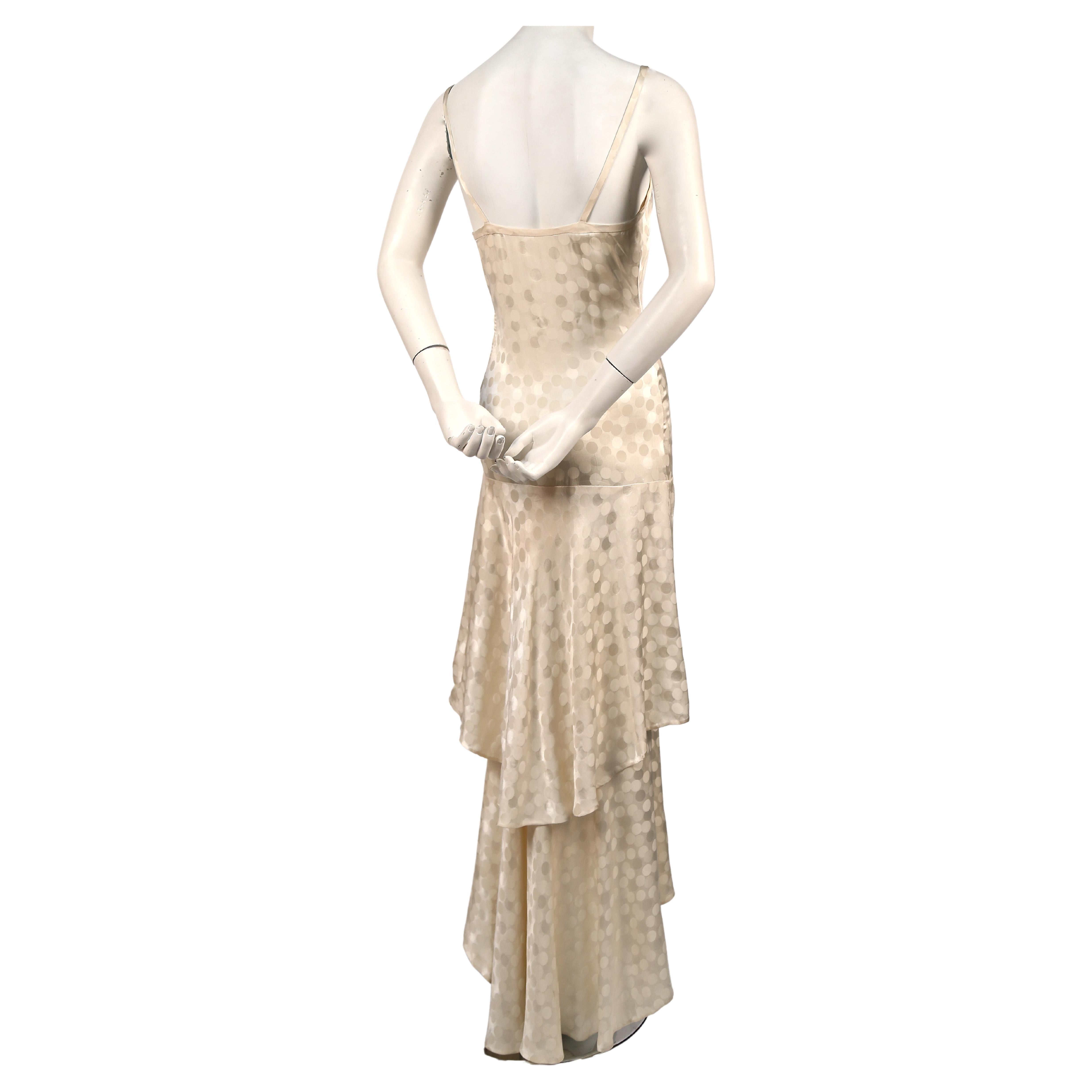 1970's YVES SAINT LAURENT haute couture cream silk damask dress  1