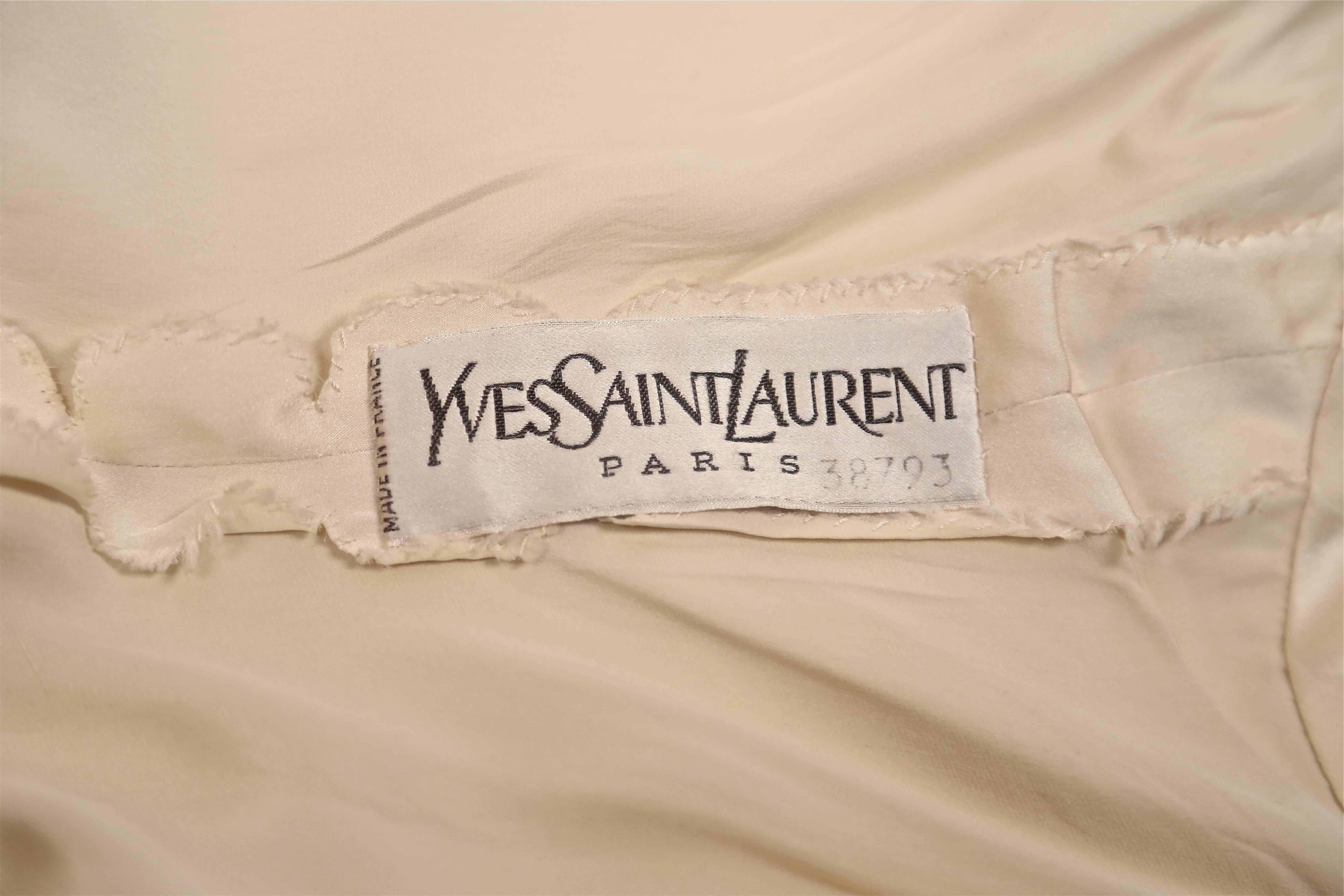 1970's YVES SAINT LAURENT haute couture cream silk damask dress  3
