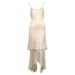 1970's YVES SAINT LAURENT haute couture cream silk damask dress