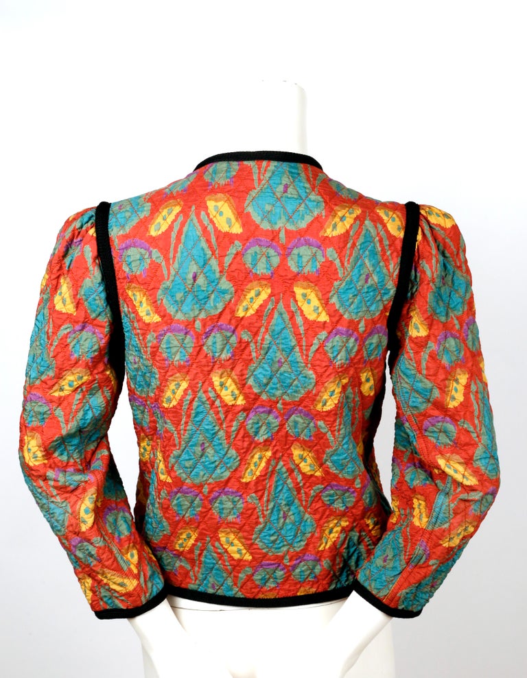 1979 YVES SAINT LAURENT IKAT silk quilted jacket For Sale at 1stDibs