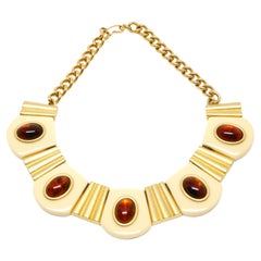 1970's YVES SAINT LAURENT 'ivory & amber' resin necklace