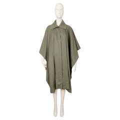 1970's YVES SAINT LAURENT khaki green cotton poplin cape with plaid lining