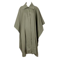 1970's YVES SAINT LAURENT khaki green cotton poplin cape with plaid lining